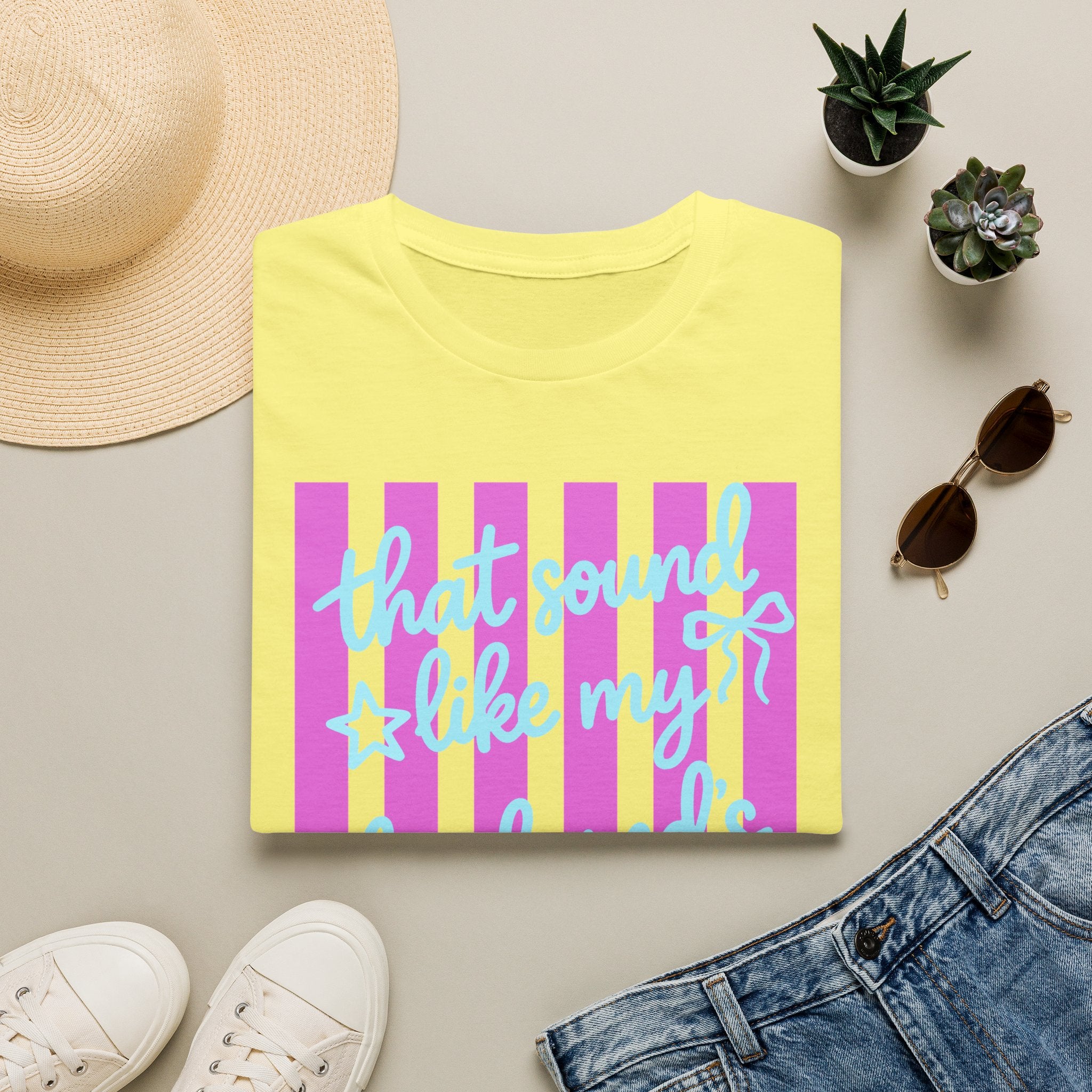 "That Sound Like My Husband's Freedom" Pink Stripe Graphic Tee