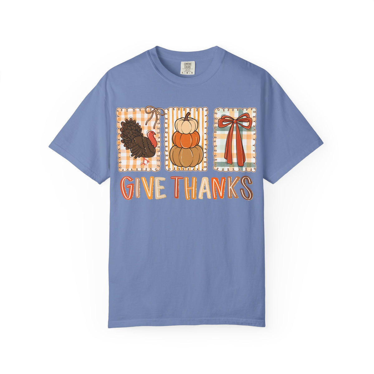 Give Thanks T-Shirt — Thanksgiving Fall Turkey Pumpkin Graphic Tee