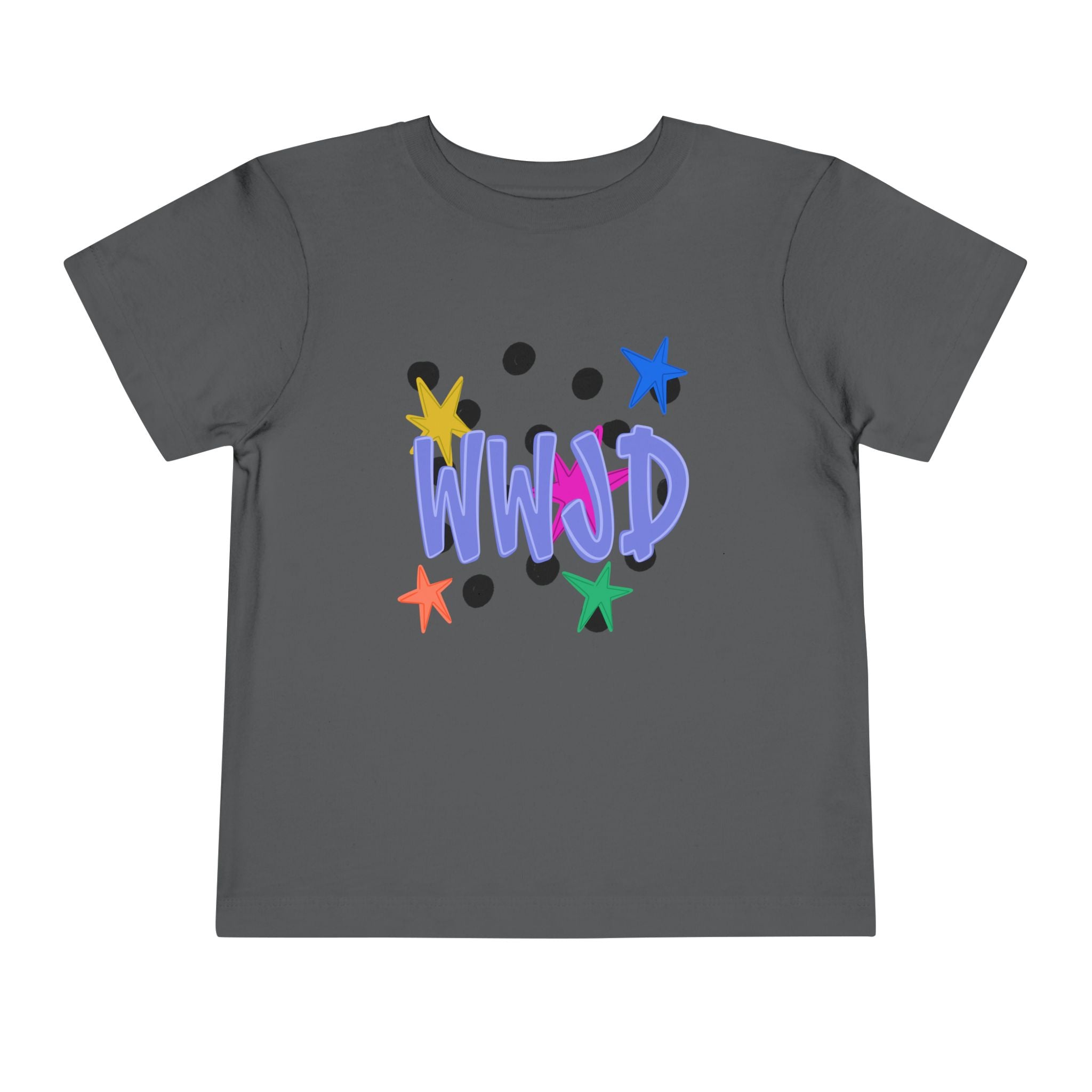 Toddler Tee — Colorful 'WWJD' Stars Graphic Kids Shirt