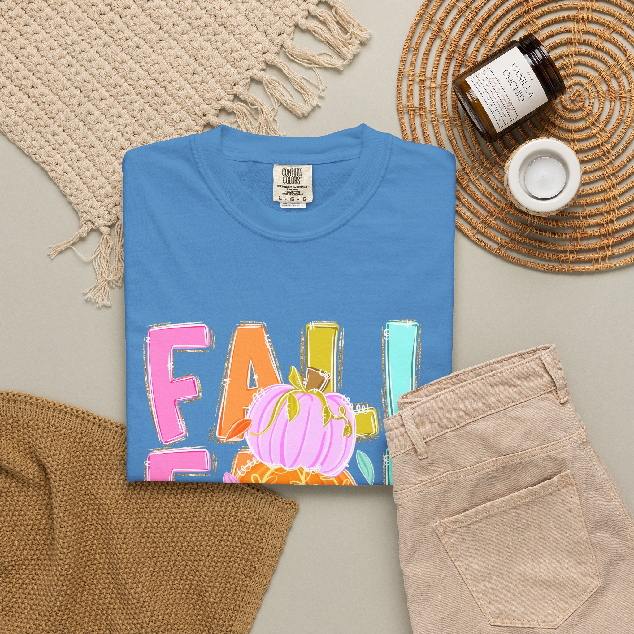 Fall Stack Pumpkin T-Shirt — Colorful Autumn Graphic Tee