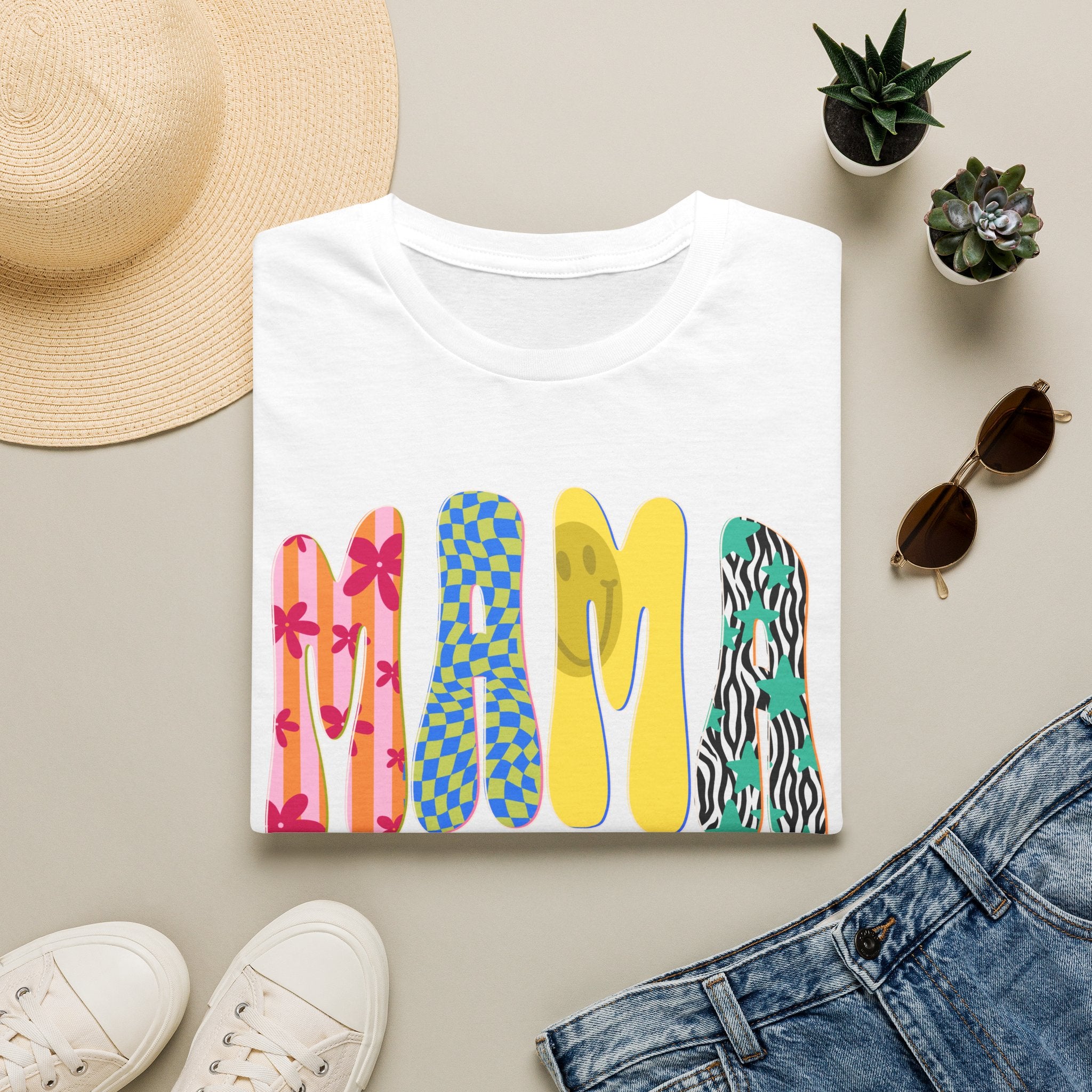 Mama Graphic T-Shirt — Colorful Patterned Lettering Tee for New Moms & Mother's Day