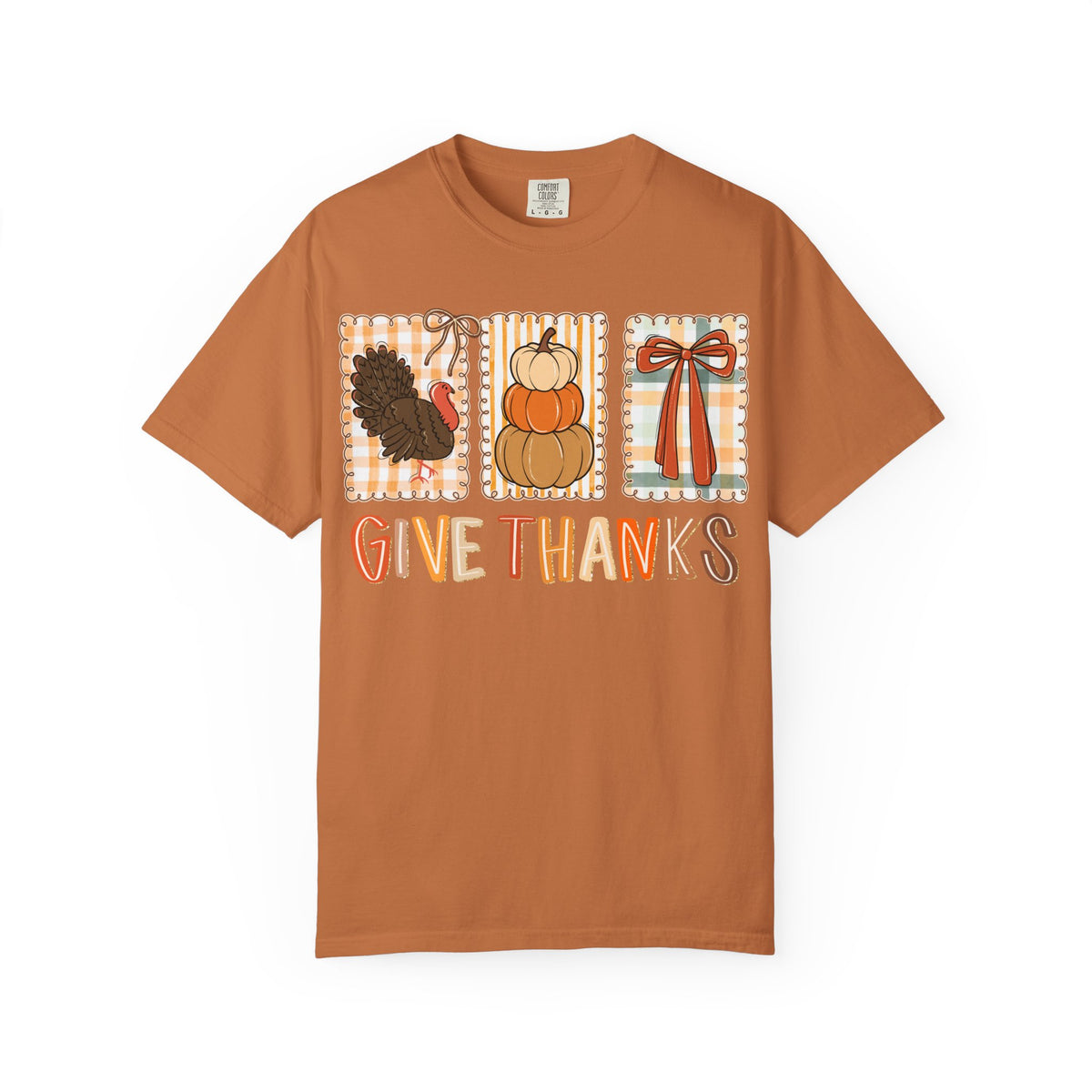 Give Thanks T-Shirt — Thanksgiving Fall Turkey Pumpkin Graphic Tee