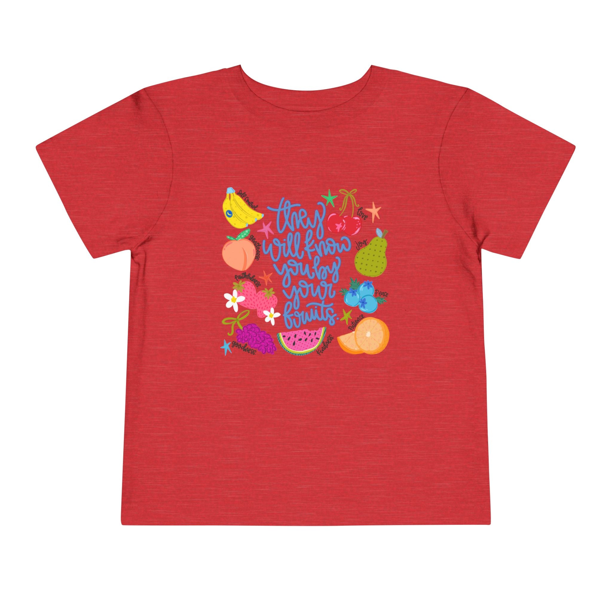 Toddler Tee - "They Will Know You by Your Fruits" Colorful Fruit Graphic