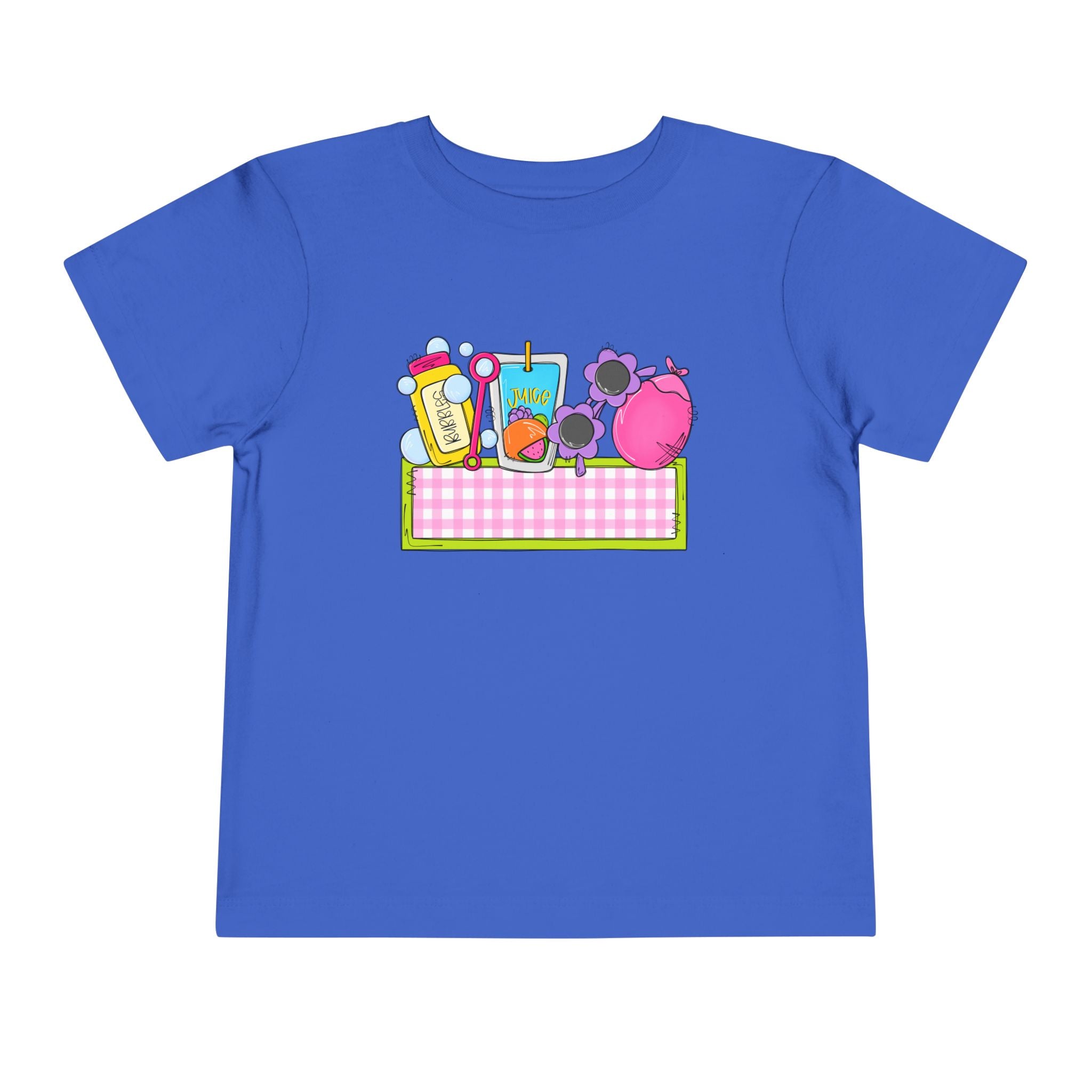 Toddler Tee — Pink Pig & Snacks Name-Plate Graphic
