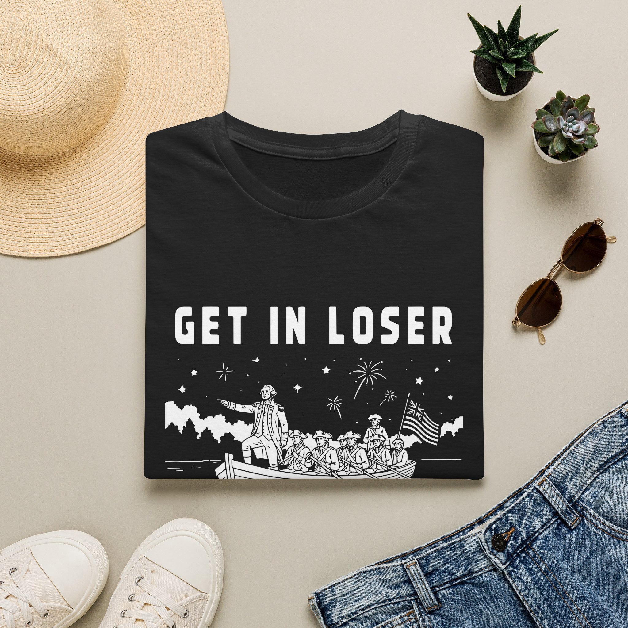 "Get In Loser, We're Crossing The Delaware" Patriotic Historical Graphic