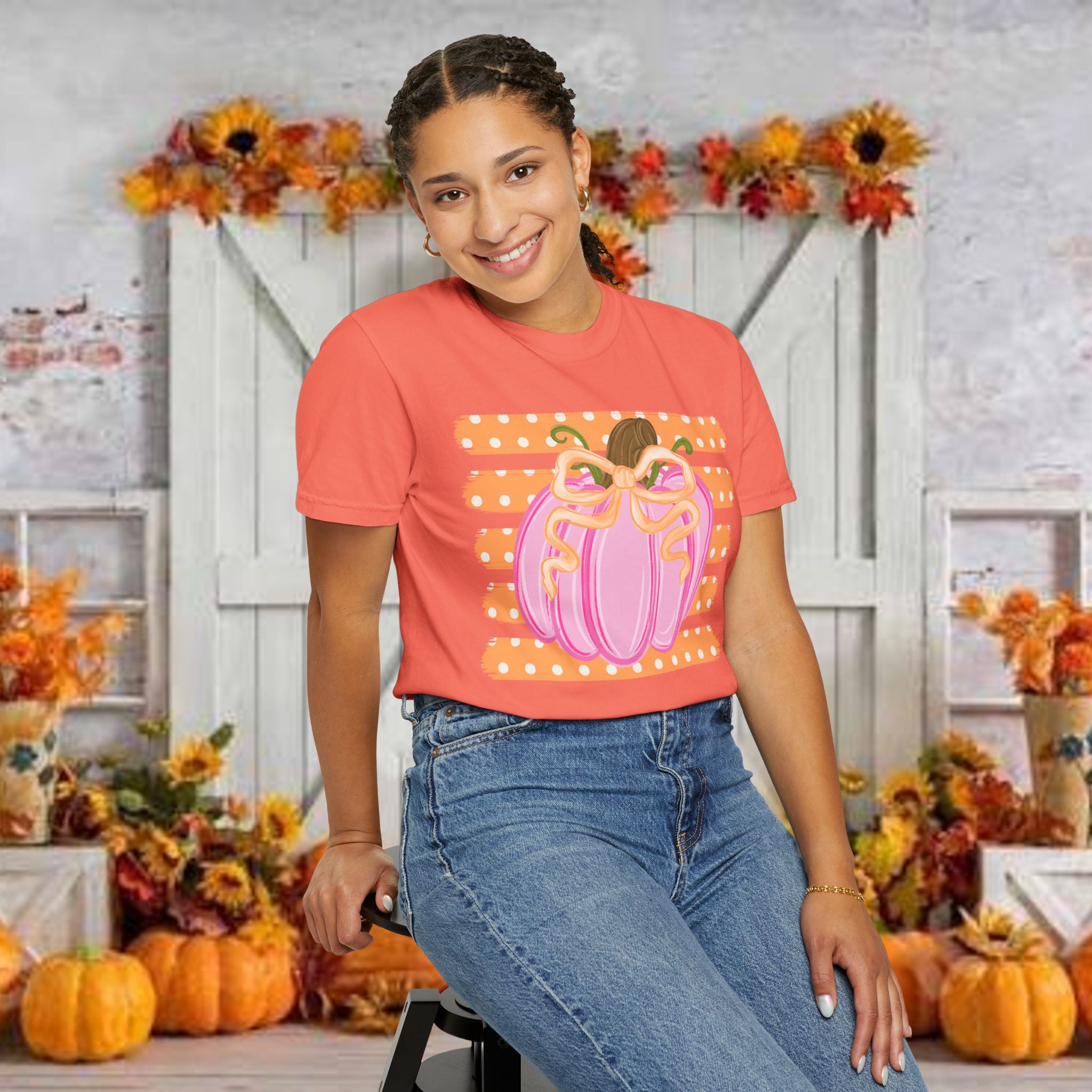 Pink Pumpkin Graphic T-Shirt — Cute Fall Halloween Tee