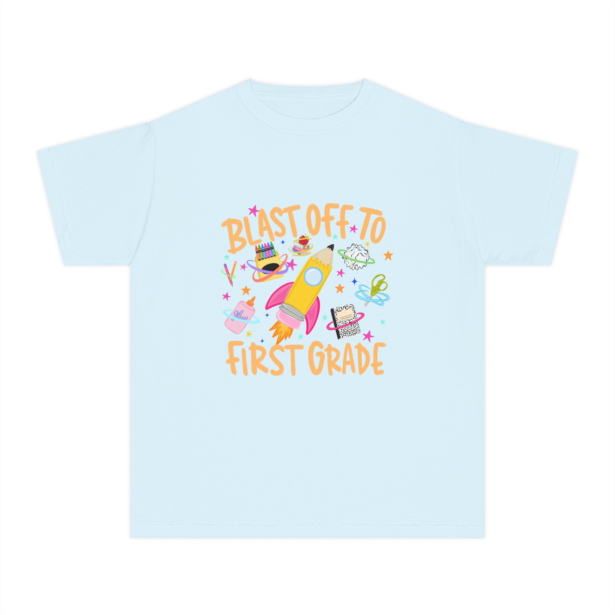 Blast Off to First Grade Rocket Back-to-School Tee