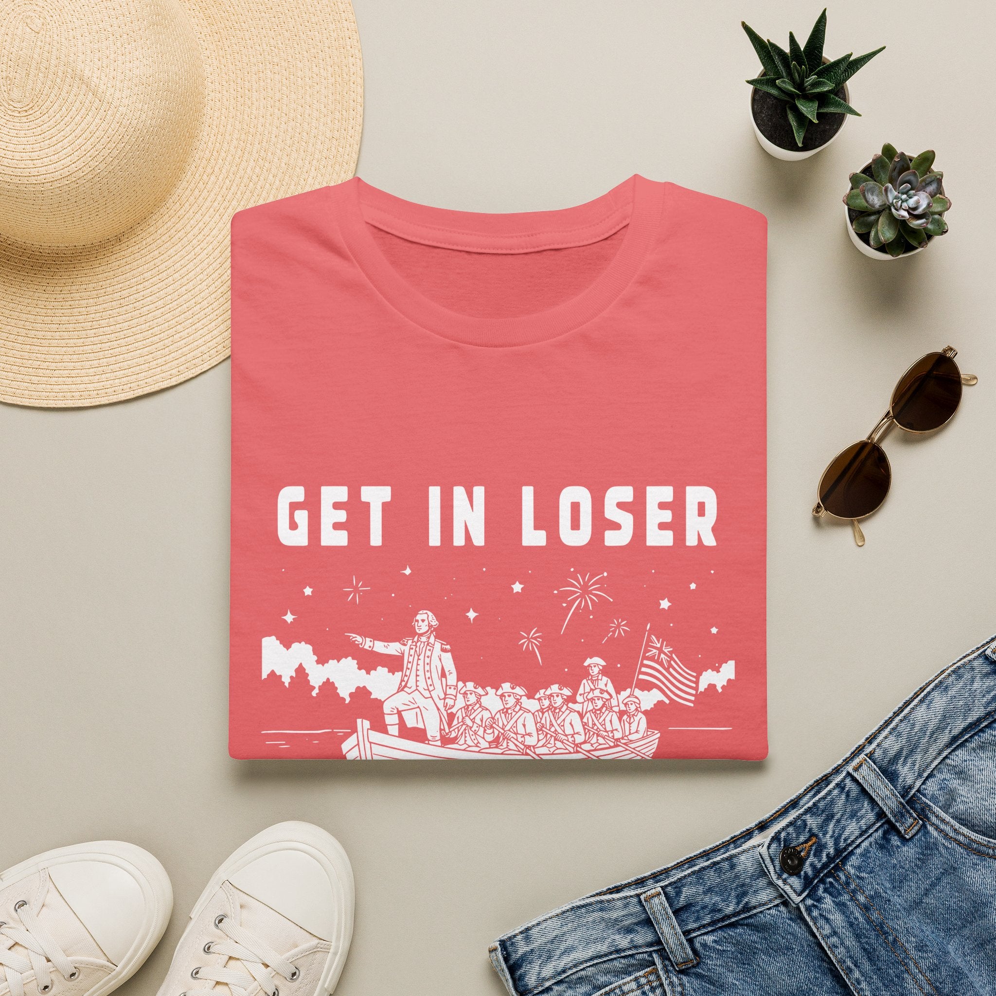 "Get In Loser, We're Crossing The Delaware" Patriotic Historical Graphic