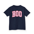 Kids 'BOO' Halloween Tee — Pink Gingham Lettering