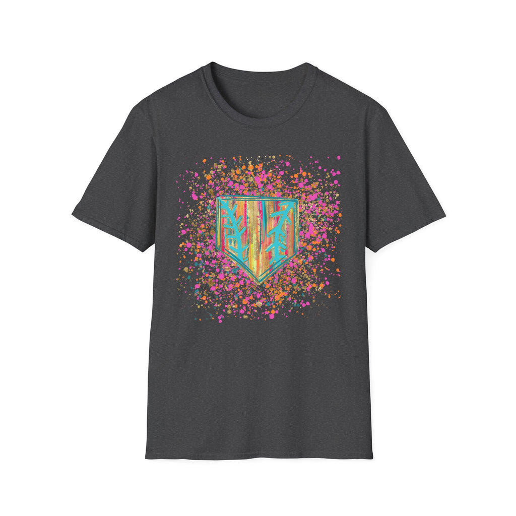 Colorful Floral Shield T-Shirt — Boho Painted Crest Graphic Tee