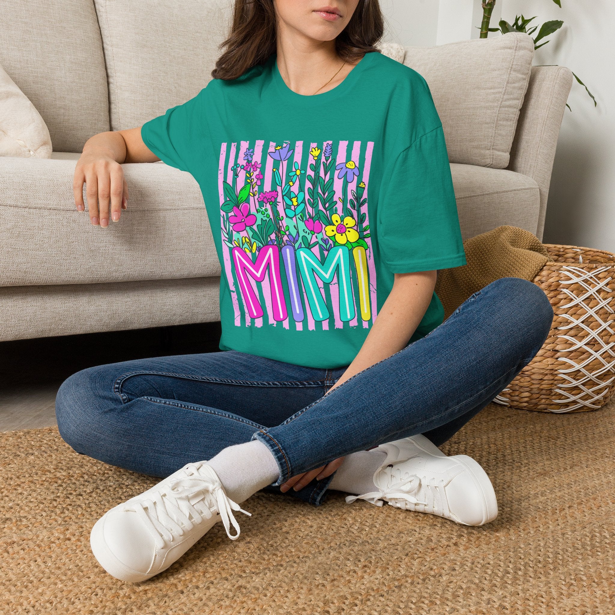 Floral Garden Tee — Colorful Wildflowers with 'M M' Lettering