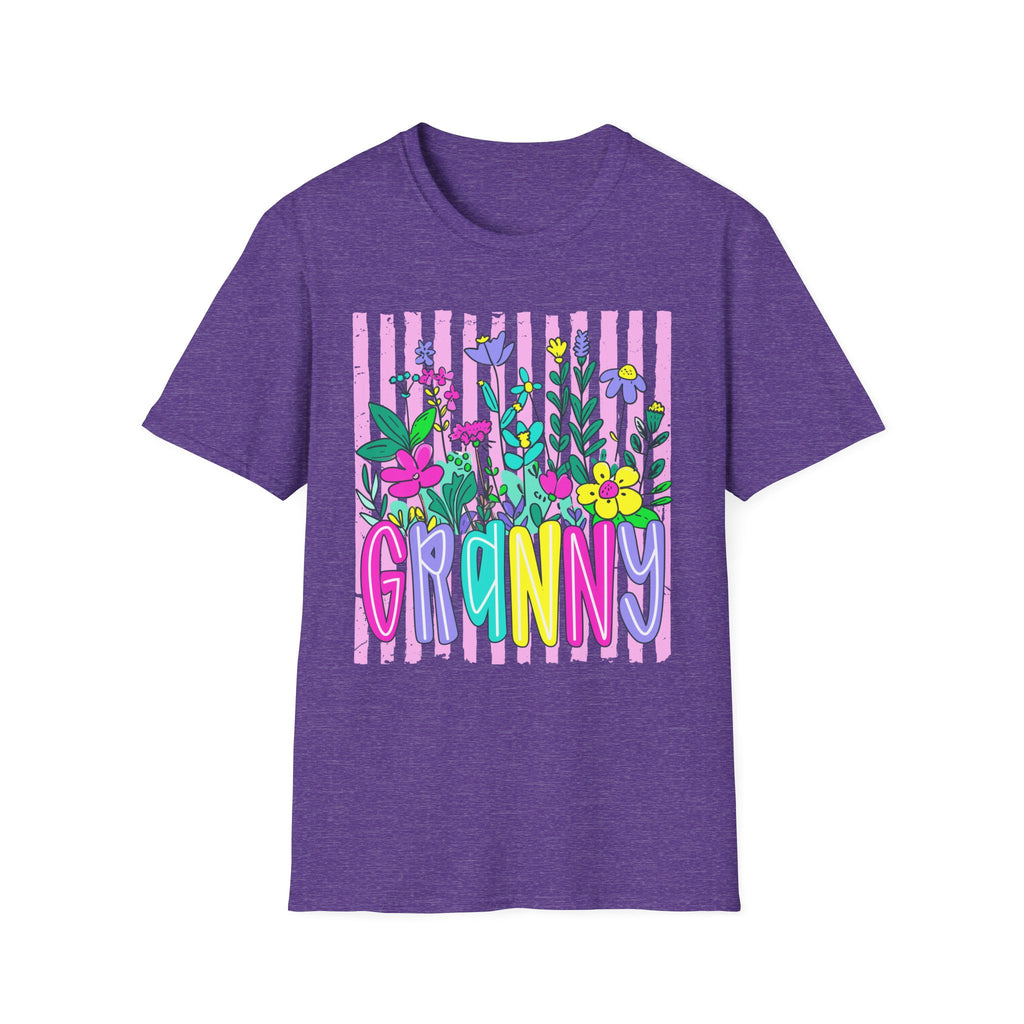 Granny Floral Graphic T-Shirt — Colorful Striped Bouquet Tee