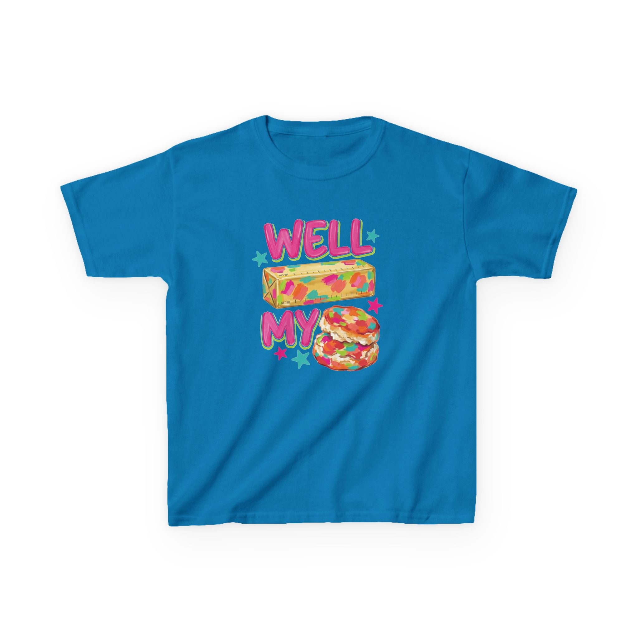 Kids Tee — "Well Butter My Biscuit" Colorful Graphic