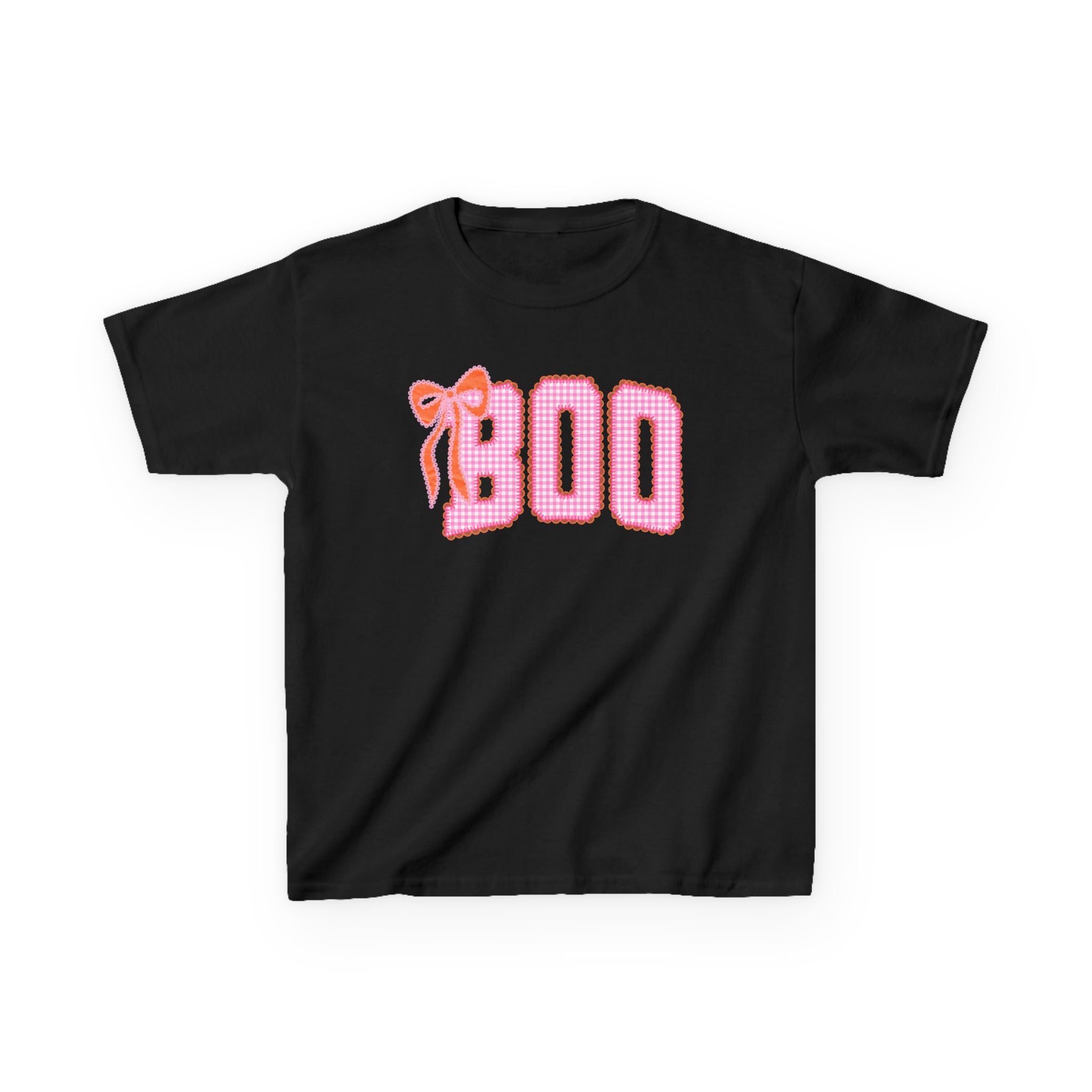 Kids Tee - Pink "BOO" Halloween Graphic with Bow