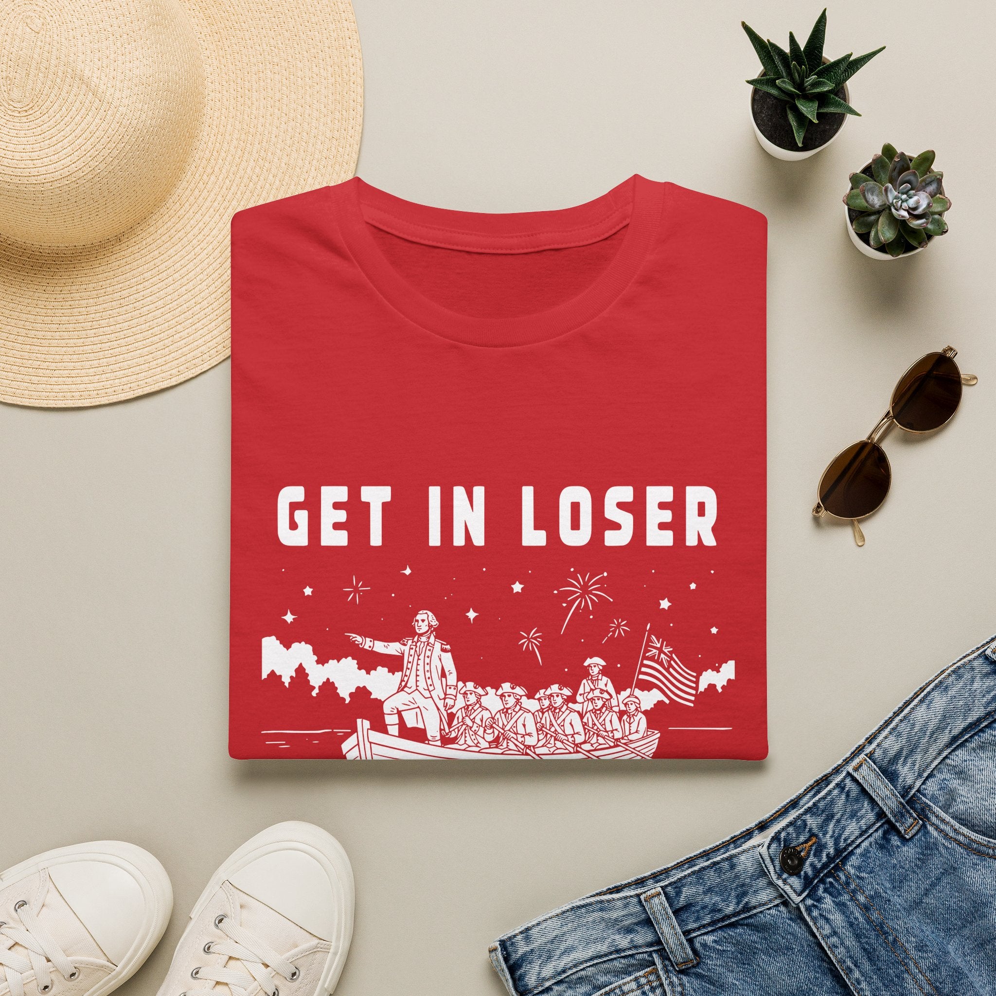 "Get In Loser, We're Crossing The Delaware" Patriotic Historical Graphic