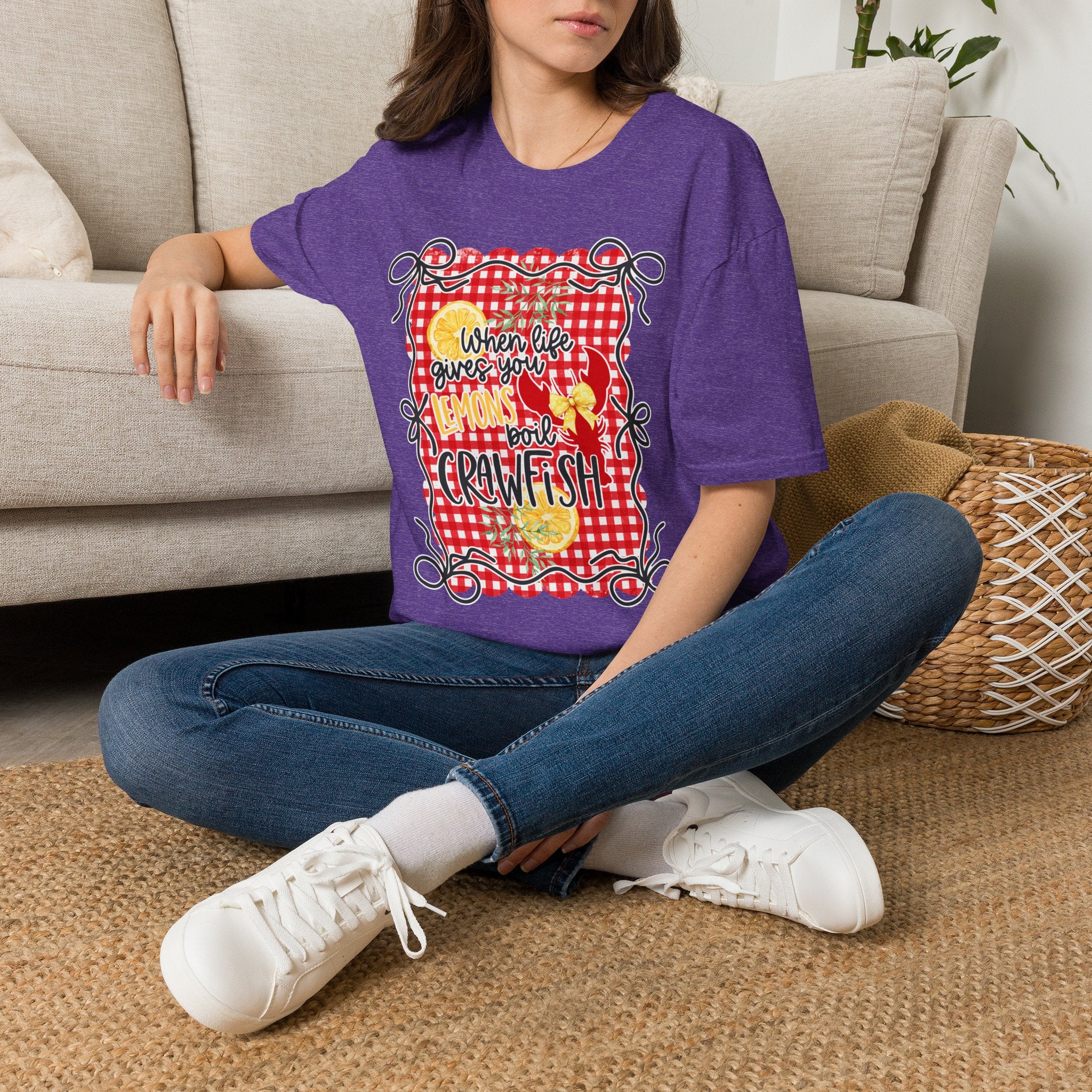T-Shirt — "When Life Gives You Lemons Add Crawfish" Retro Picnic Graphic Tee