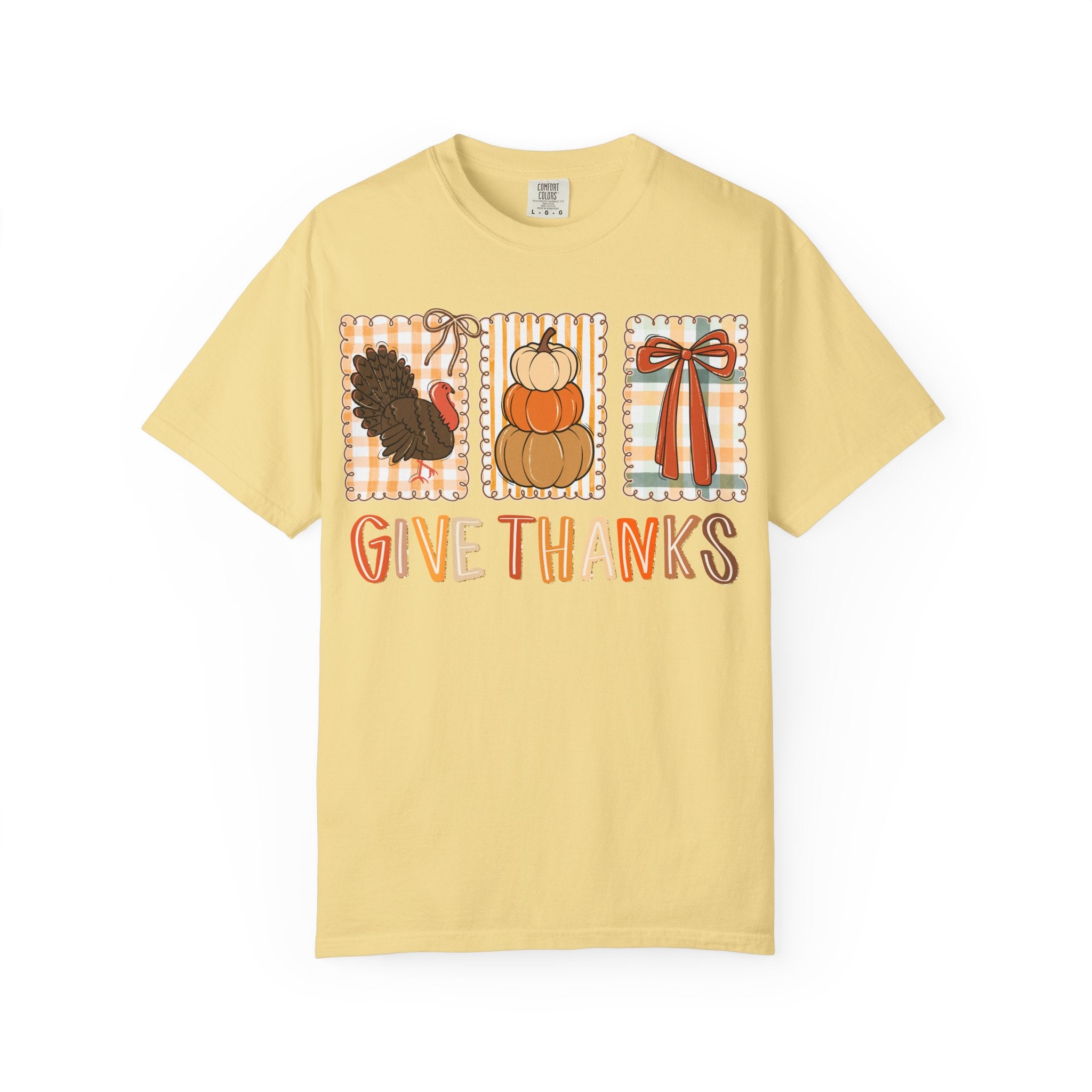 Give Thanks T-Shirt — Thanksgiving Fall Turkey Pumpkin Graphic Tee