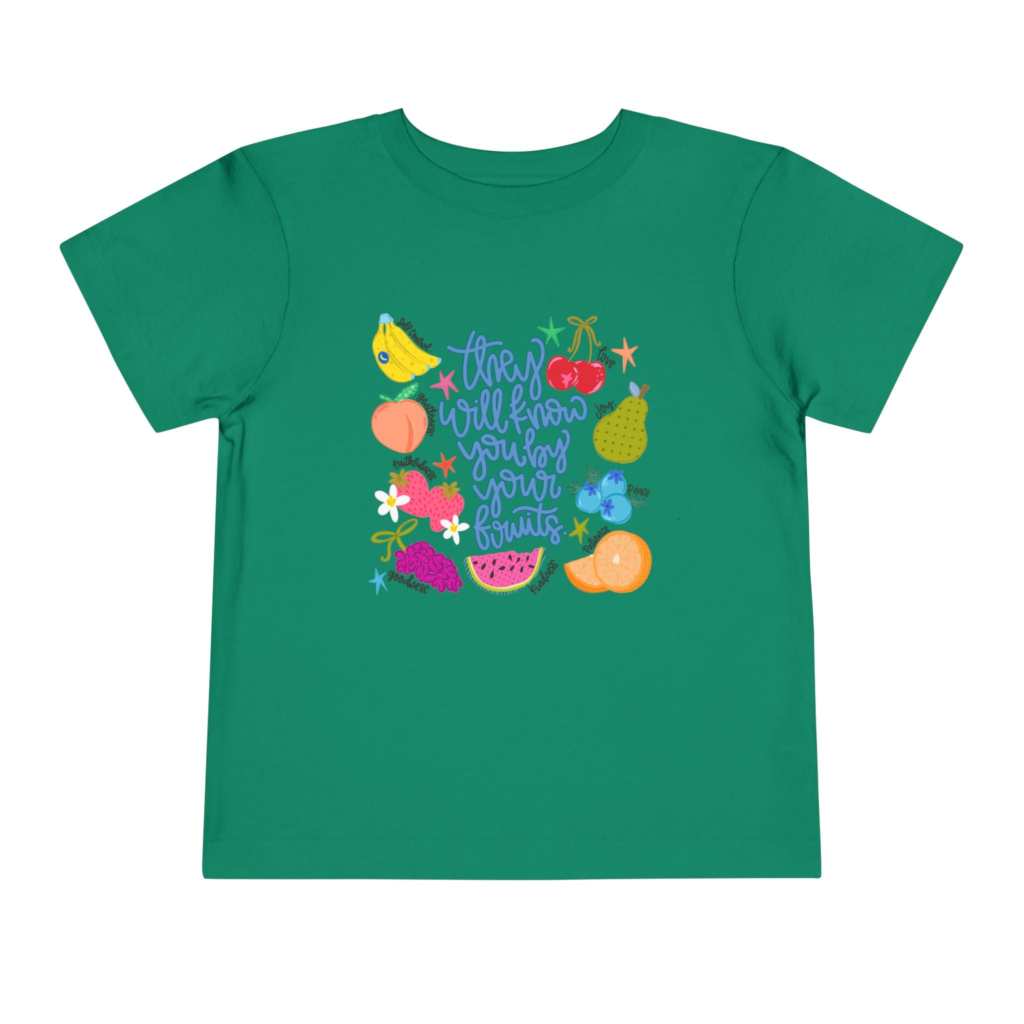 Toddler Tee - "They Will Know You by Your Fruits" Colorful Fruit Graphic