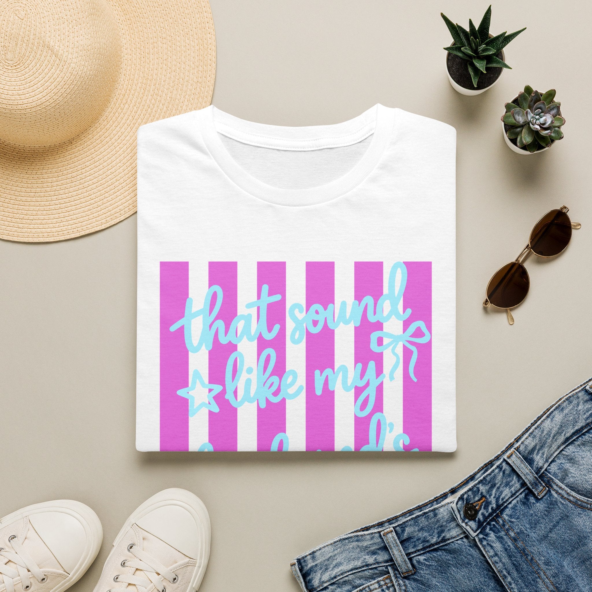 "That Sound Like My Husband's Freedom" Pink Stripe Graphic Tee