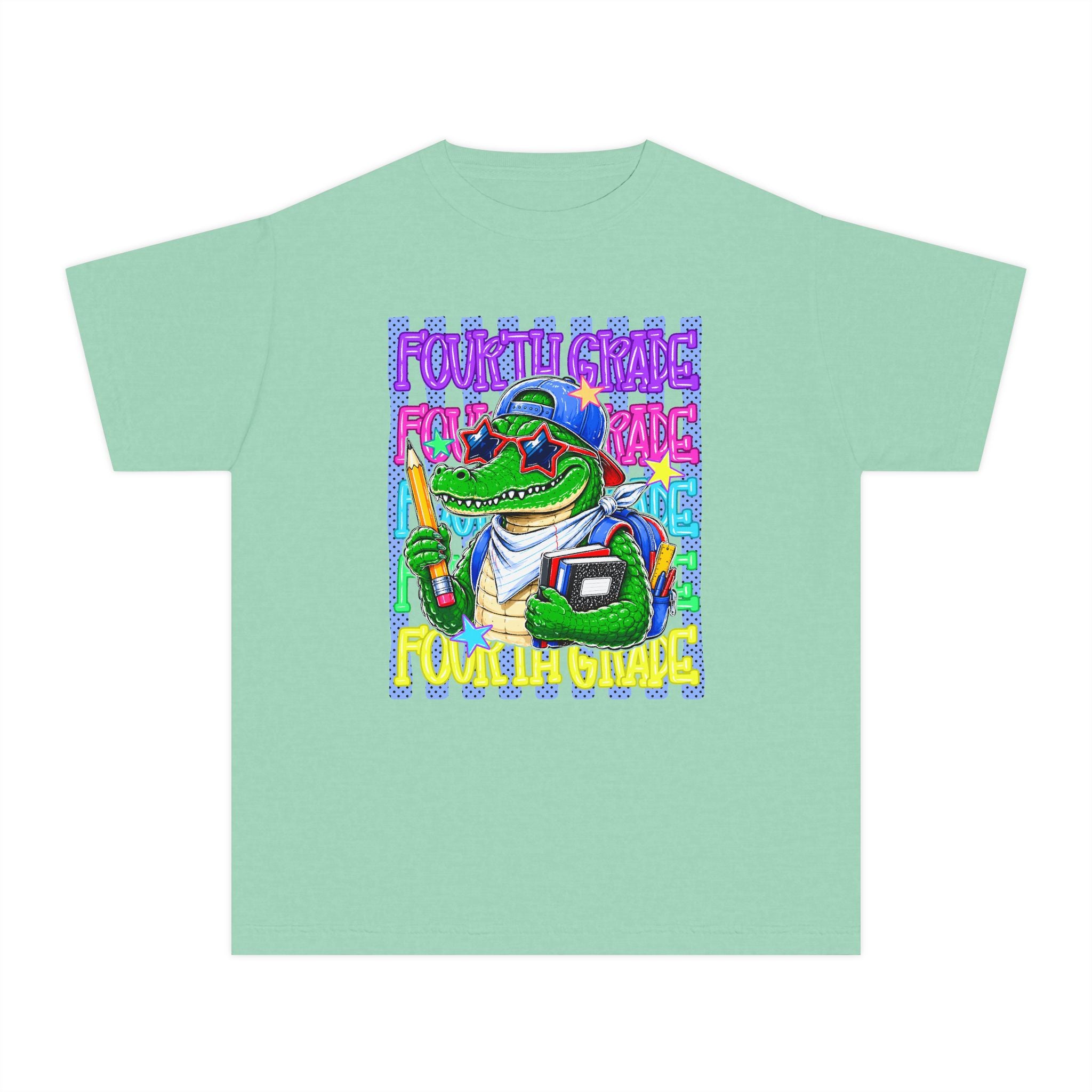 Youth Tee — Colorful ‘Fourth Grade’ Alligator School Graphic
