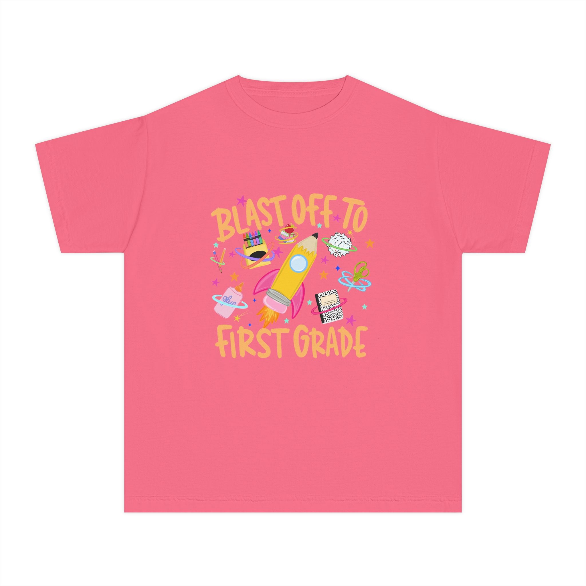 Blast Off to First Grade Rocket Back-to-School Tee