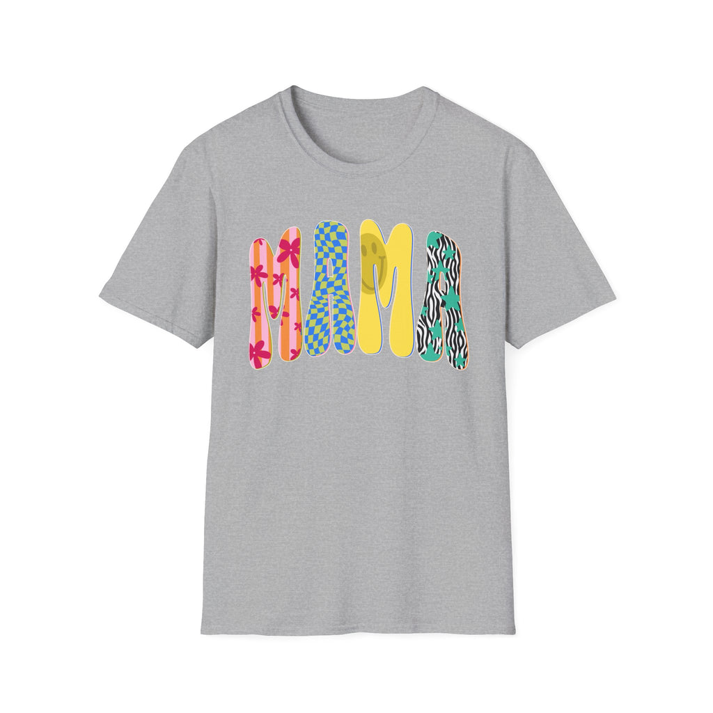 Mama Graphic T-Shirt — Colorful Patterned Lettering Tee for New Moms & Mother's Day