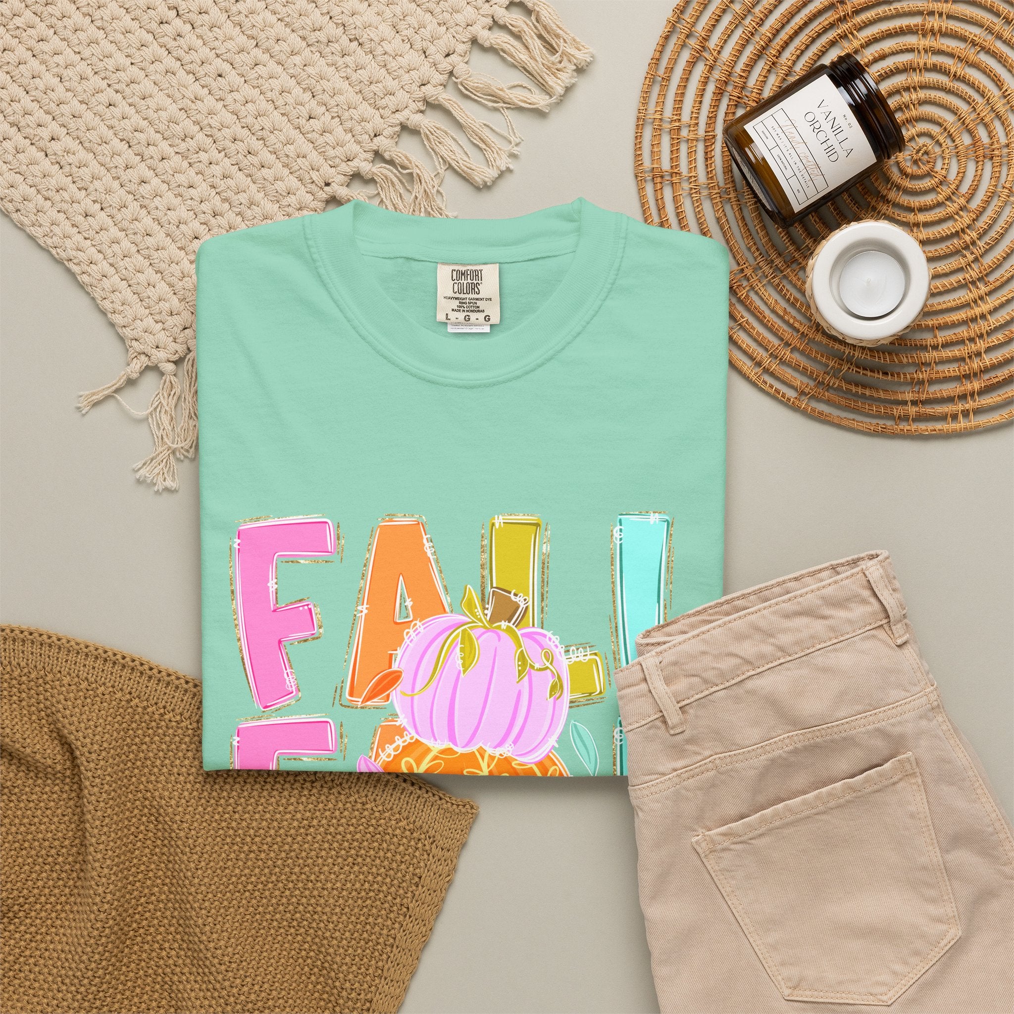 Fall Stack Pumpkin T-Shirt — Colorful Autumn Graphic Tee