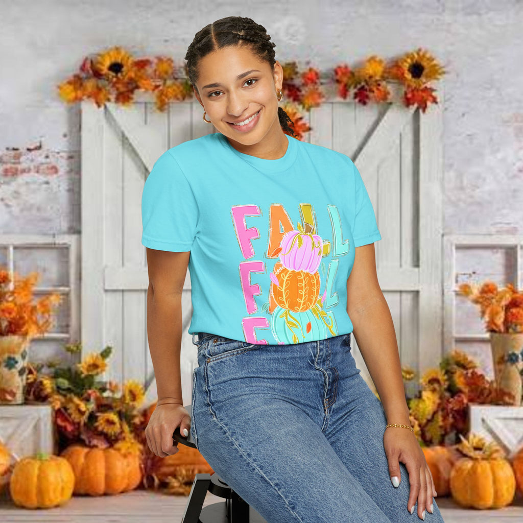Fall Stack Pumpkin T-Shirt — Colorful Autumn Graphic Tee