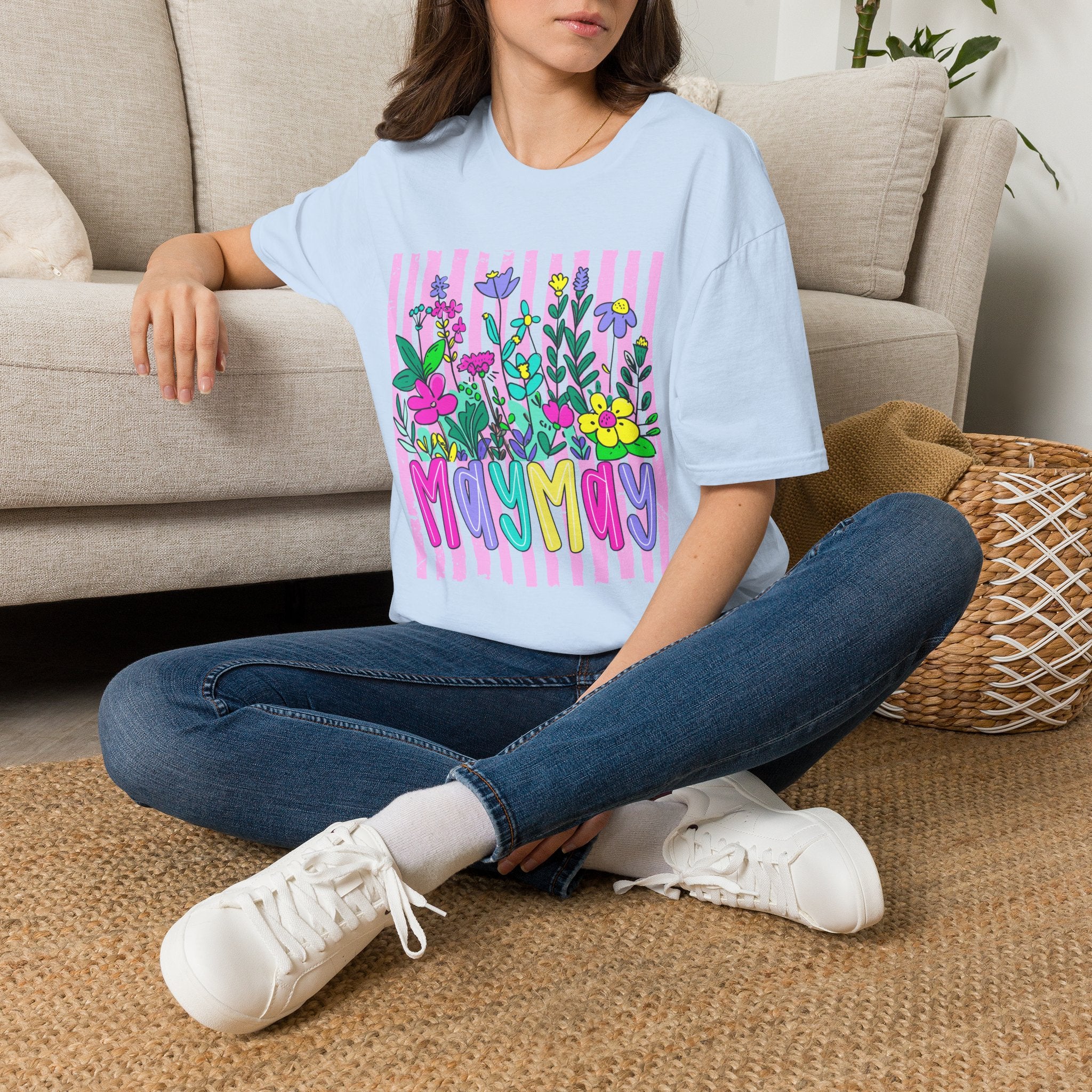 Floral May Day T‑Shirt — Colorful 'May Day' Spring Flowers Graphic Tee