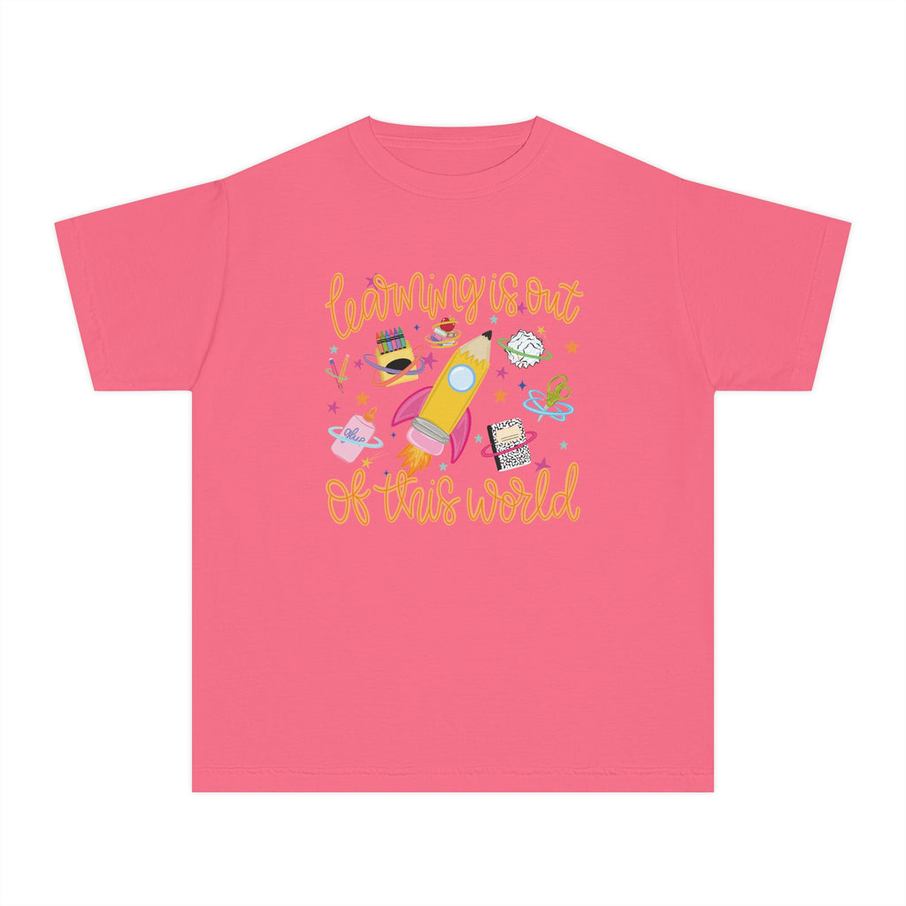 Youth Tee — "Learning Is Out of This World" Rocket Space Kids Shirt
