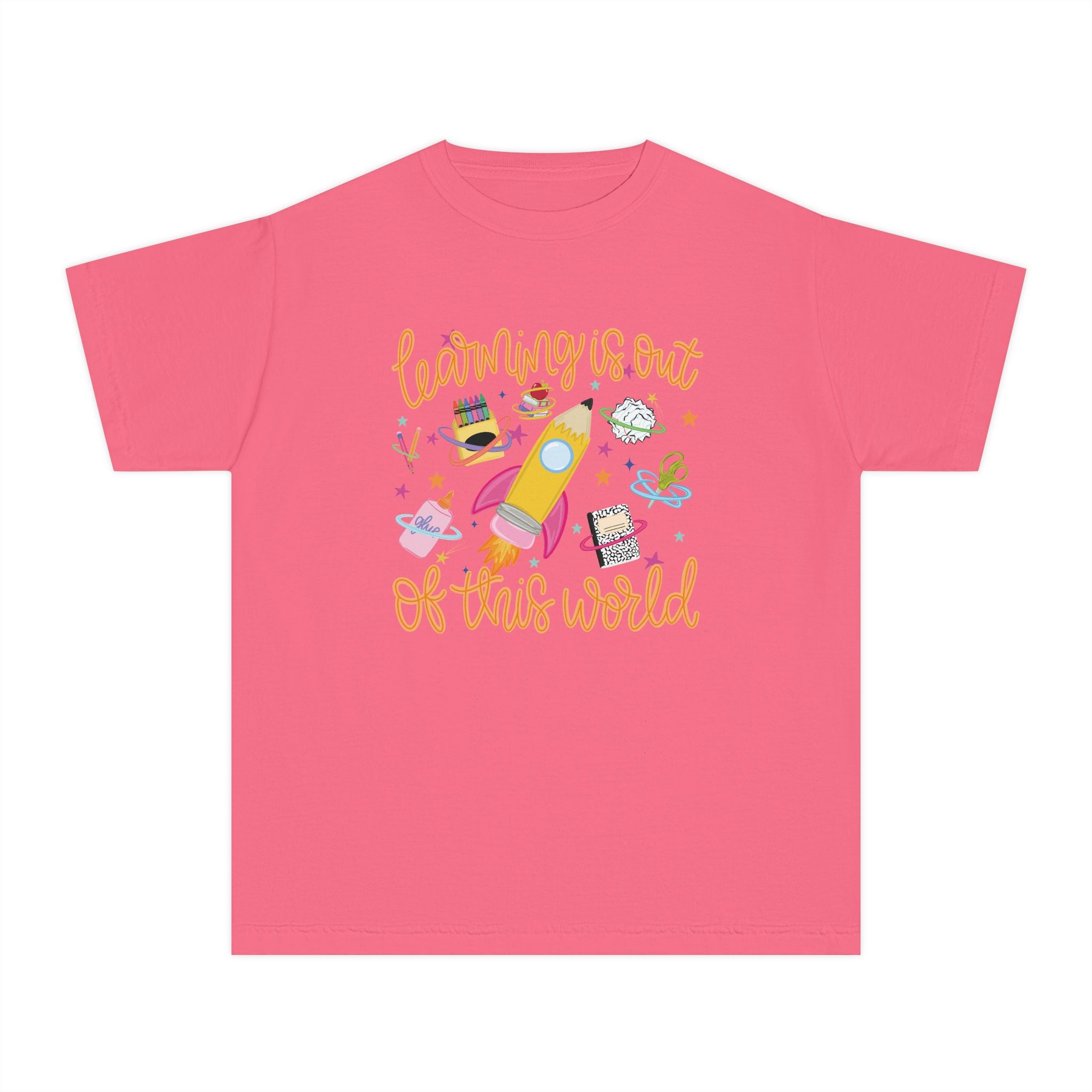 Youth Tee — "Learning Is Out of This World" Rocket Space Kids Shirt