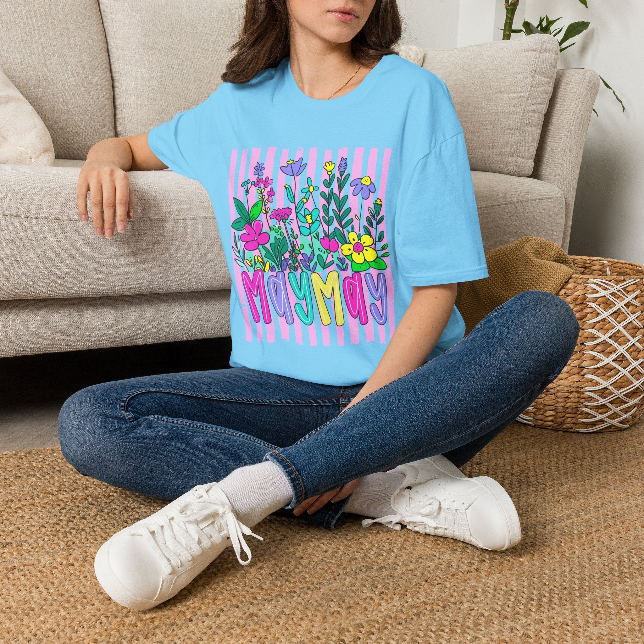 Floral May Day T‑Shirt — Colorful 'May Day' Spring Flowers Graphic Tee