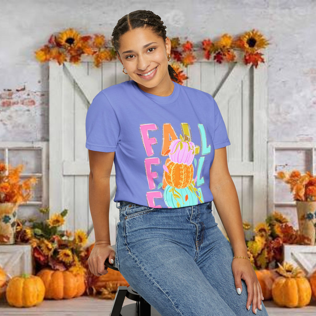 Fall Stack Pumpkin T-Shirt — Colorful Autumn Graphic Tee