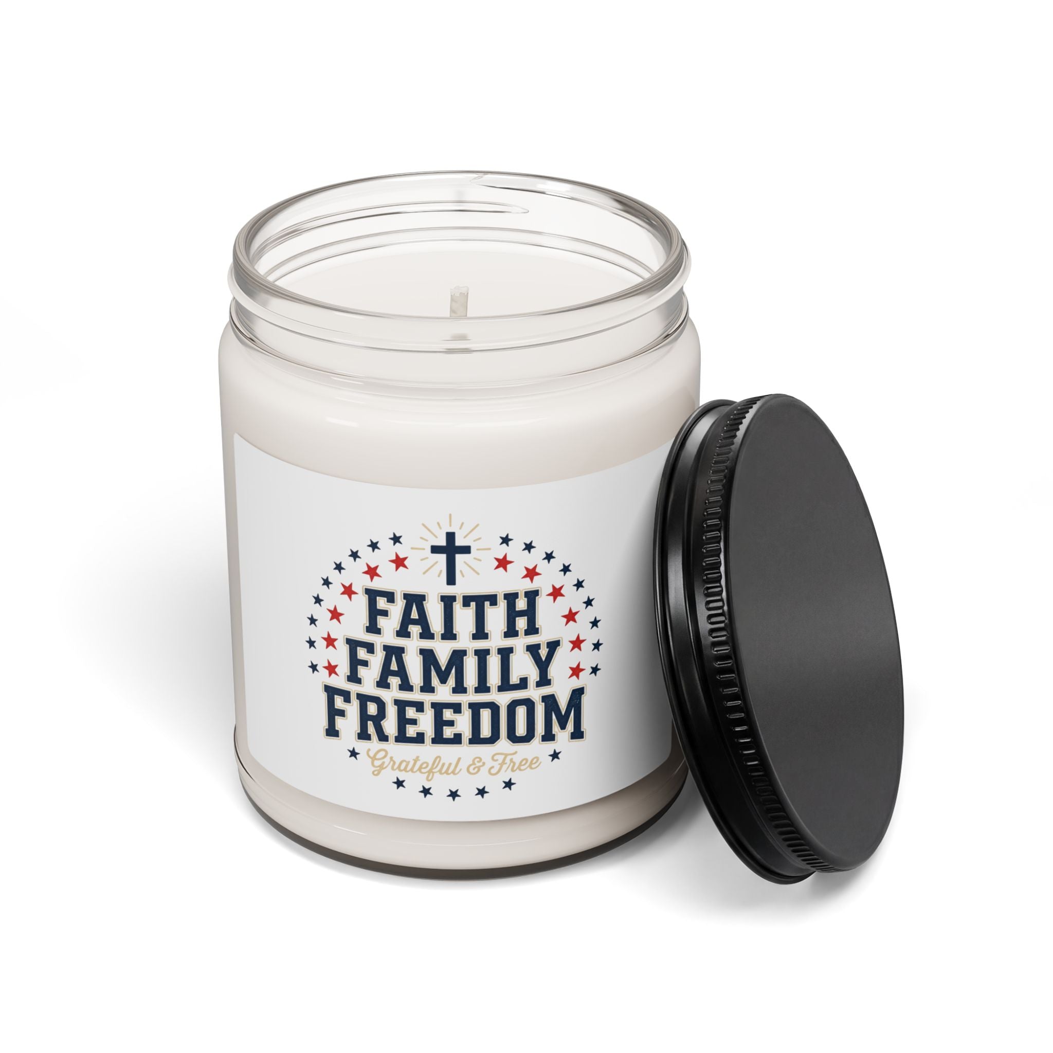 Faith Family Freedom Candle | Patriotic Faith-Based, July 4th Vintage Americana