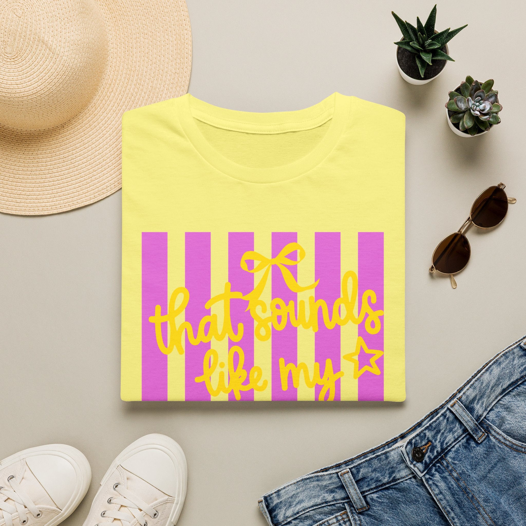 “That Sounds Like My Husband’s Ex-Girlfriend” Pink Stripe Graphic Tee
