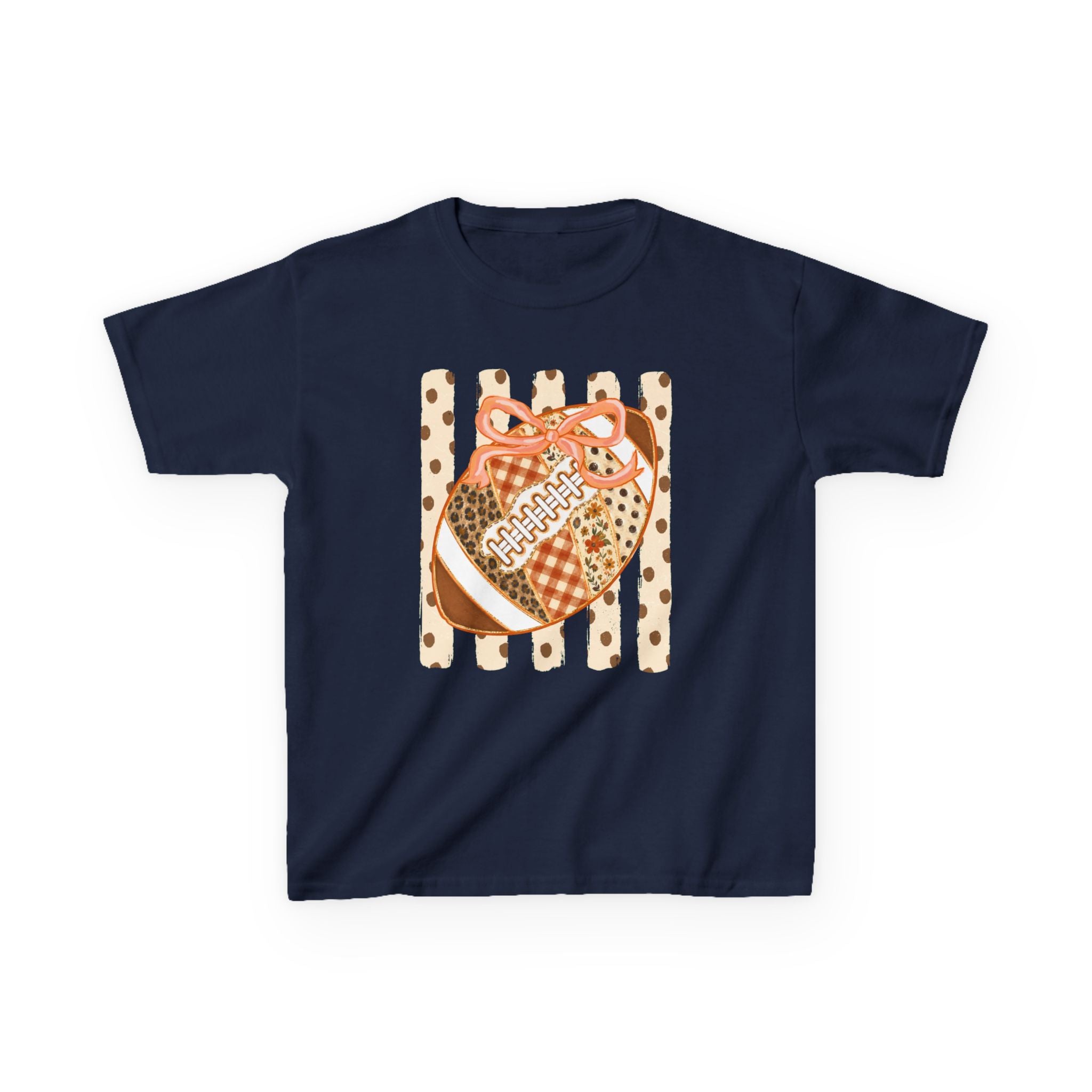 Kids Preppy Floral Fall Football  – Cute Patchwork Love for Little Players