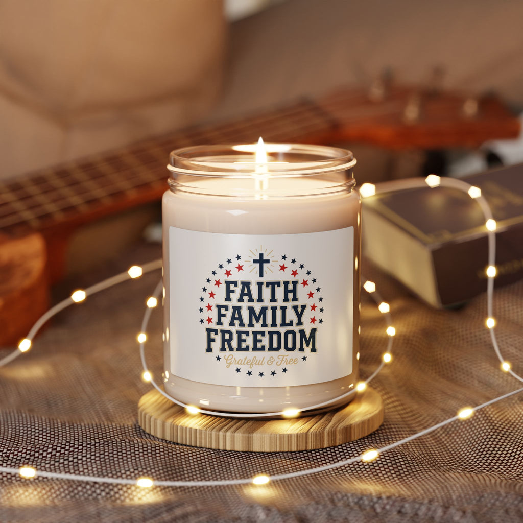 Faith Family Freedom Candle | Patriotic Faith-Based, July 4th Vintage Americana