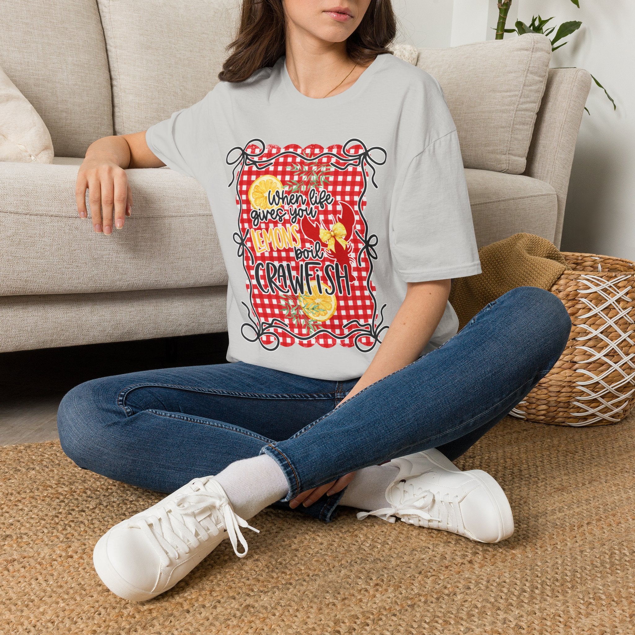 T-Shirt — "When Life Gives You Lemons Add Crawfish" Retro Picnic Graphic Tee