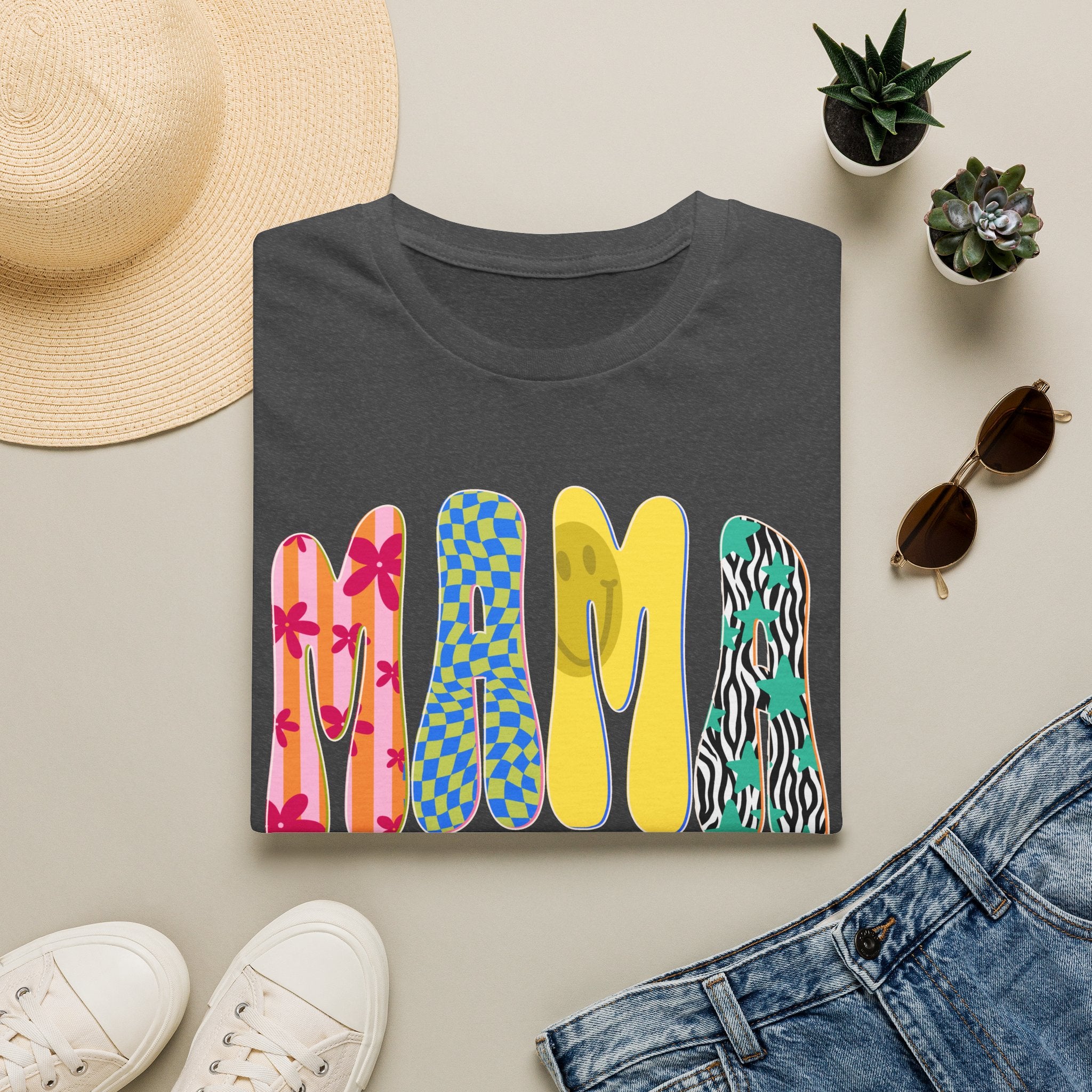 Mama Graphic T-Shirt — Colorful Patterned Lettering Tee for New Moms & Mother's Day