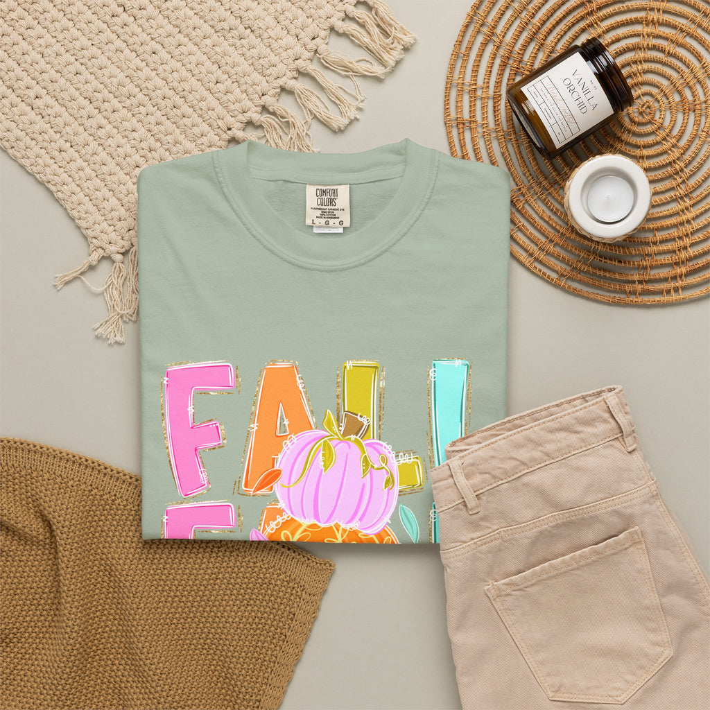 Fall Stack Pumpkin T-Shirt — Colorful Autumn Graphic Tee