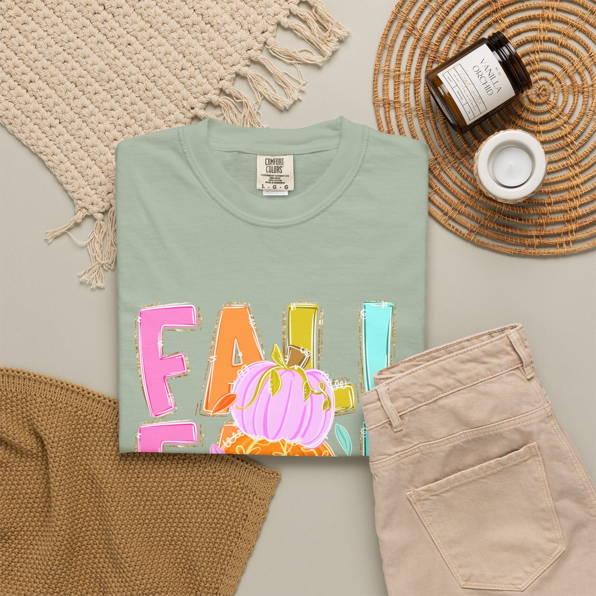 Fall Stack Pumpkin T-Shirt — Colorful Autumn Graphic Tee
