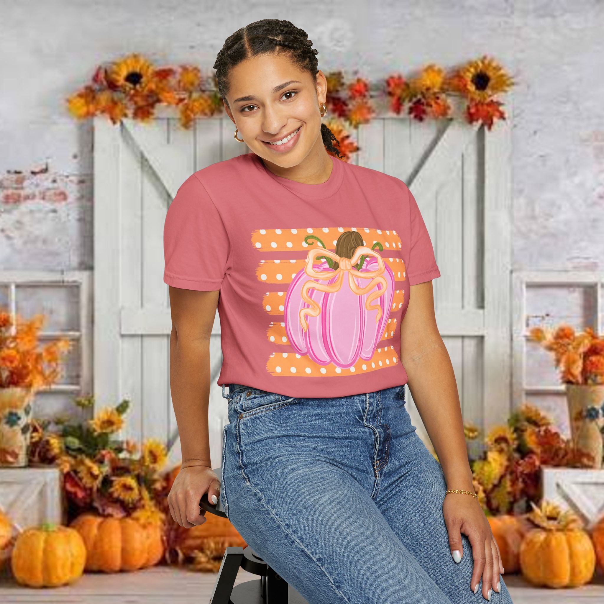 Pink Pumpkin Graphic T-Shirt — Cute Fall Halloween Tee