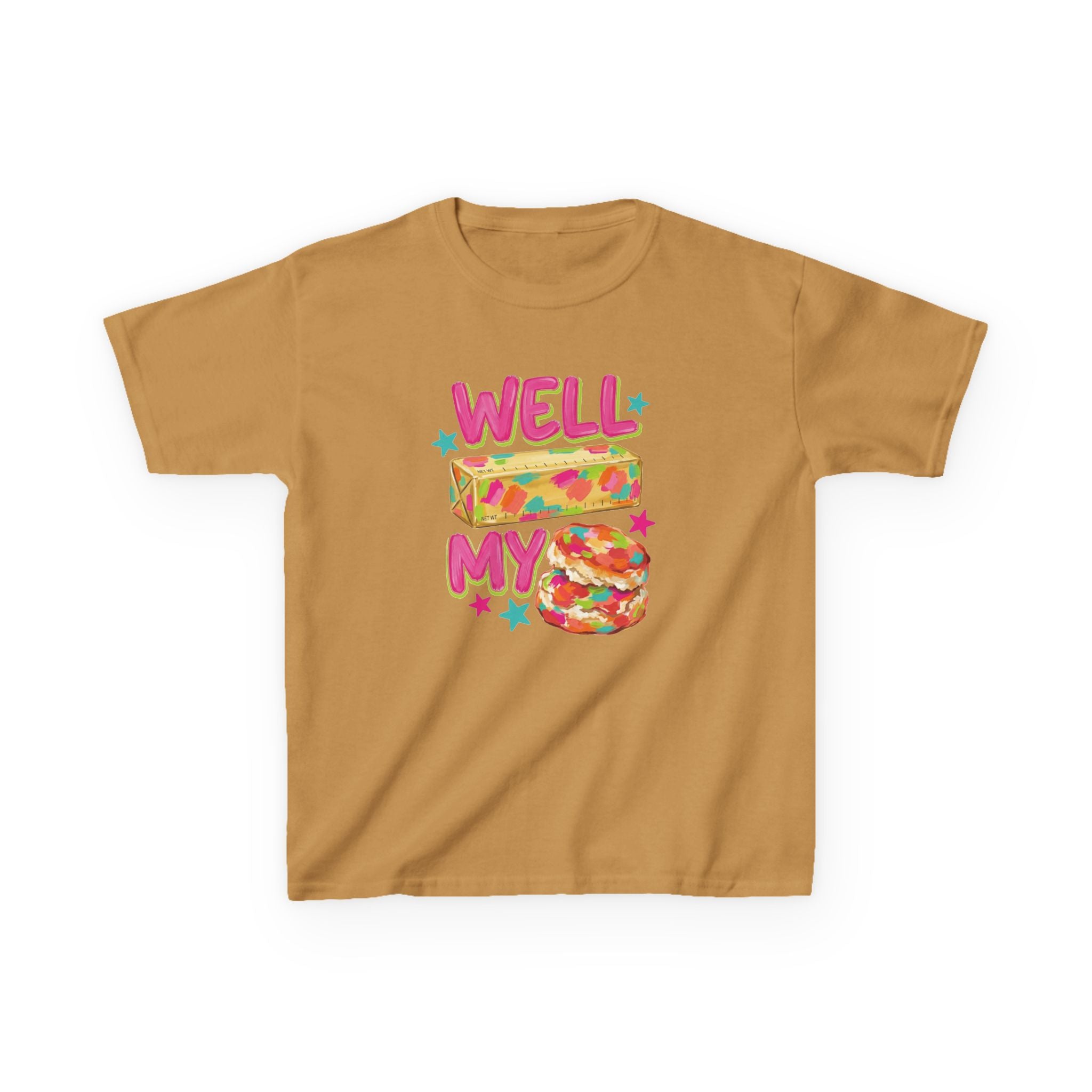 Kids Tee — "Well Butter My Biscuit" Colorful Graphic