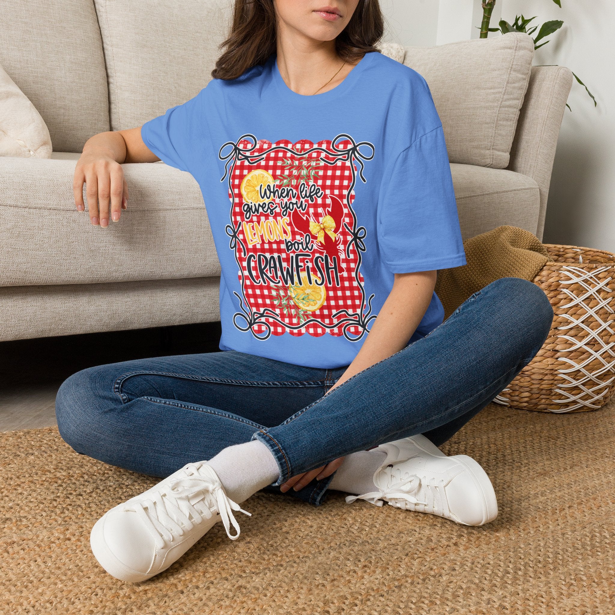 T-Shirt — "When Life Gives You Lemons Add Crawfish" Retro Picnic Graphic Tee