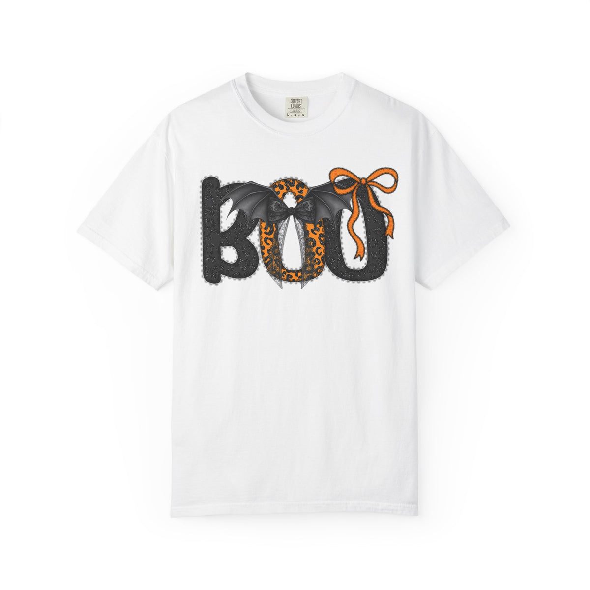 BOO Halloween T-Shirt — Cute Bat & Bow Graphic Tee for Trick-or-Treat