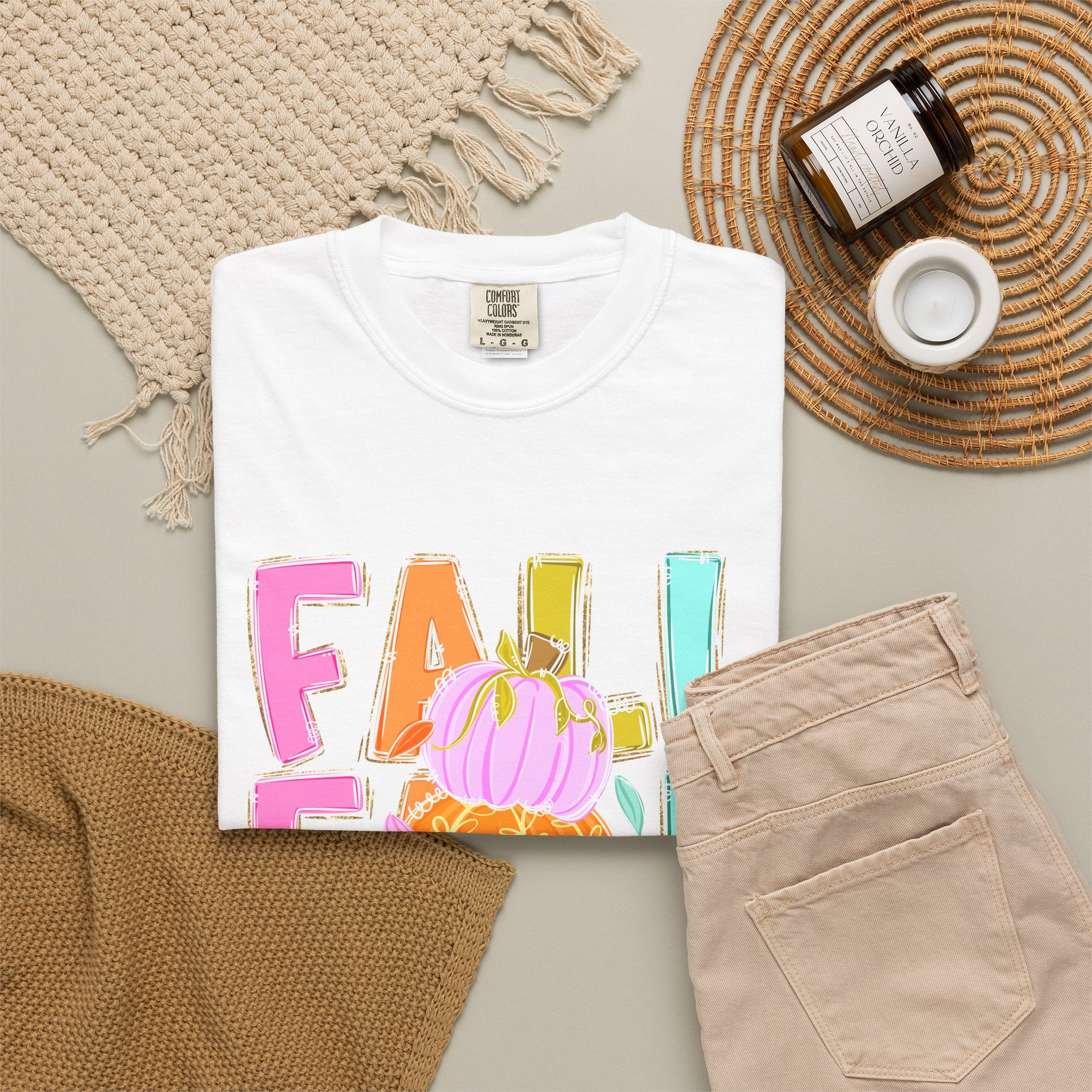 Fall Stack Pumpkin T-Shirt — Colorful Autumn Graphic Tee