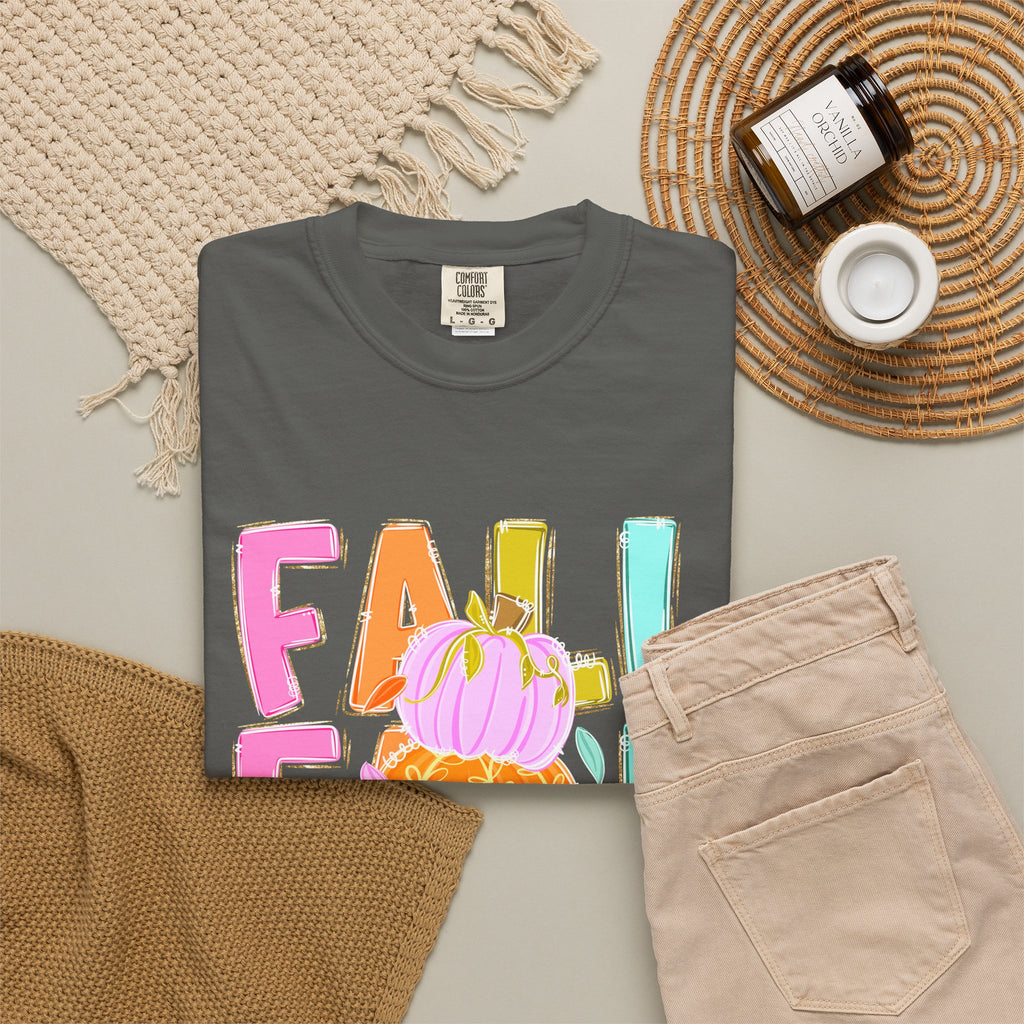 Fall Stack Pumpkin T-Shirt — Colorful Autumn Graphic Tee