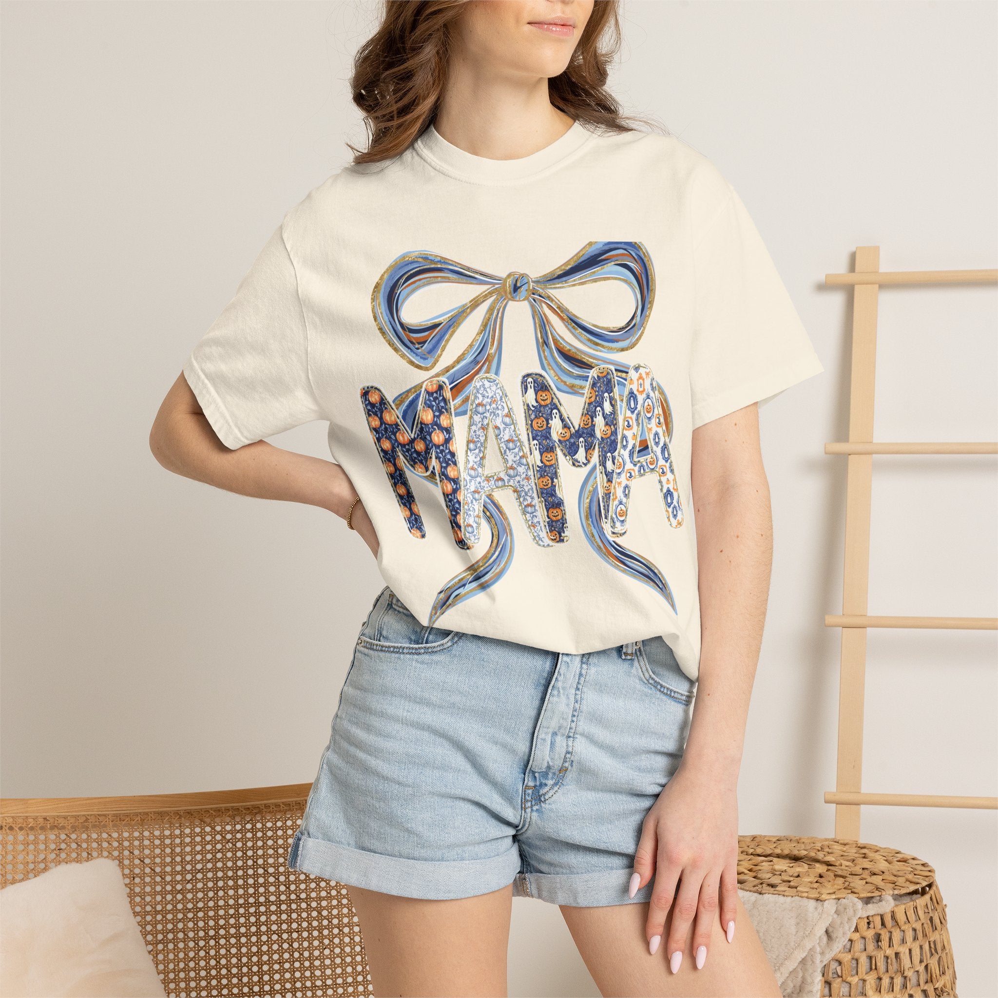 Fall Pumpkin Mama Bow - Comfort Color