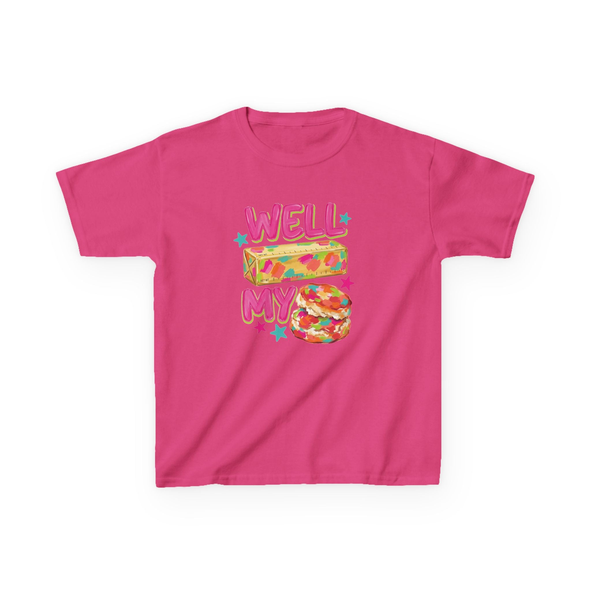 Kids Tee — "Well Butter My Biscuit" Colorful Graphic