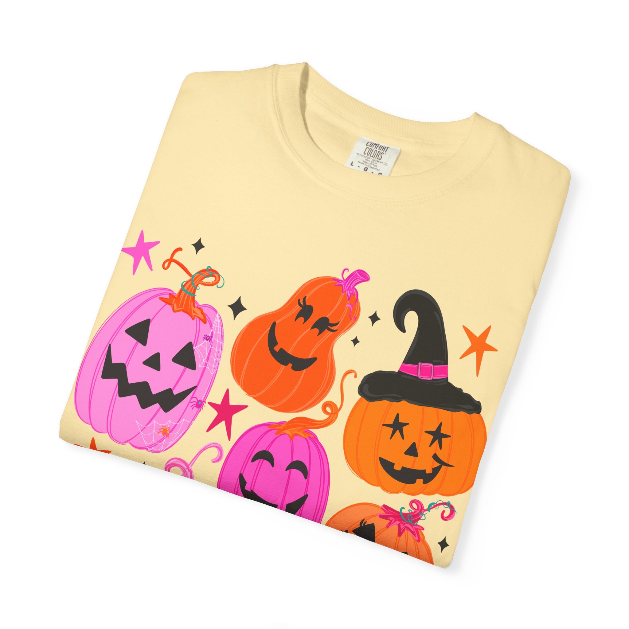 Halloween Pumpkins T-Shirt — Cute Pink & Orange Jack-O'-Lanterns